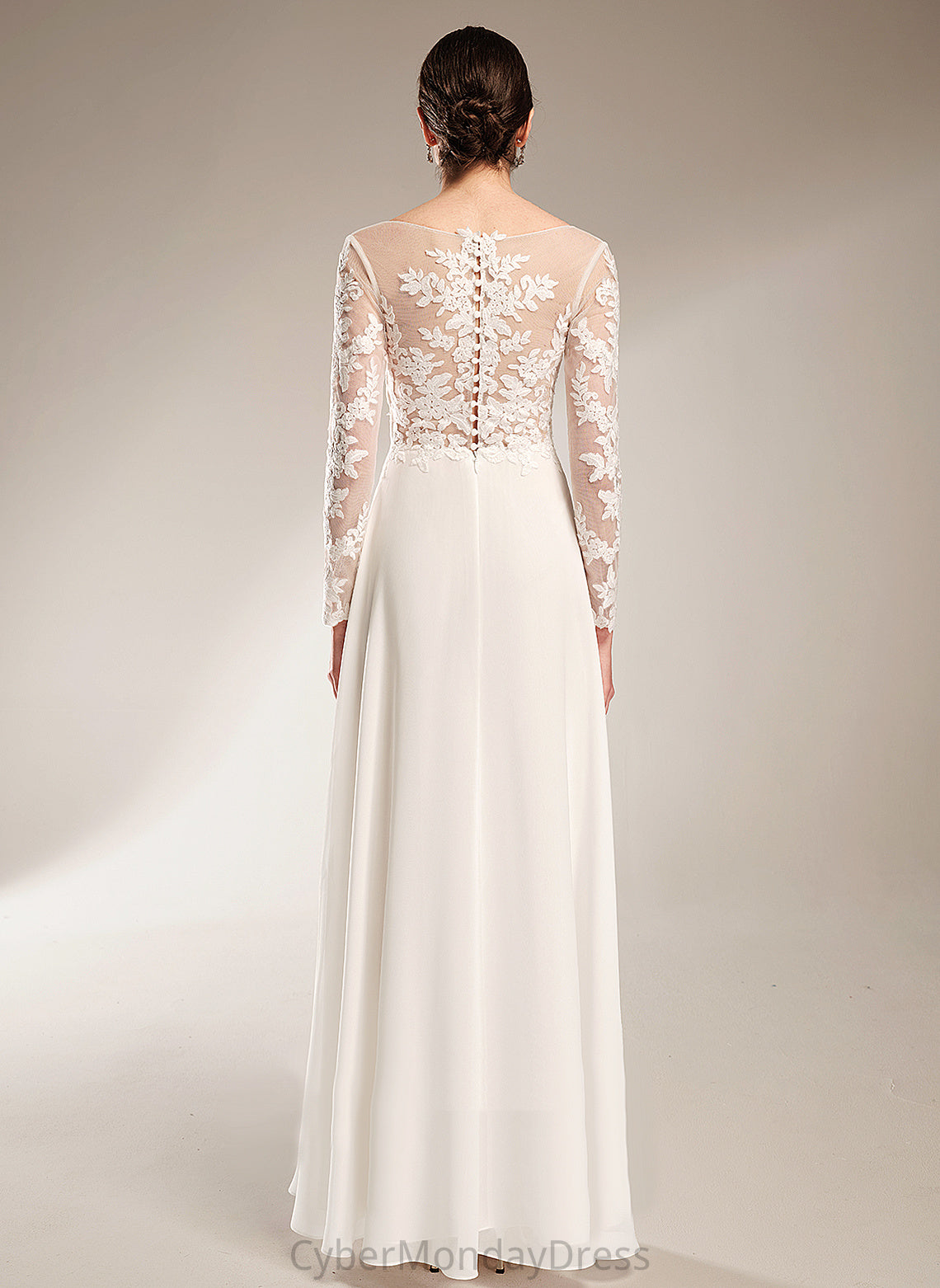 Wedding Dresses Wedding V-neck Floor-Length Thirza Lace A-Line Chiffon Dress