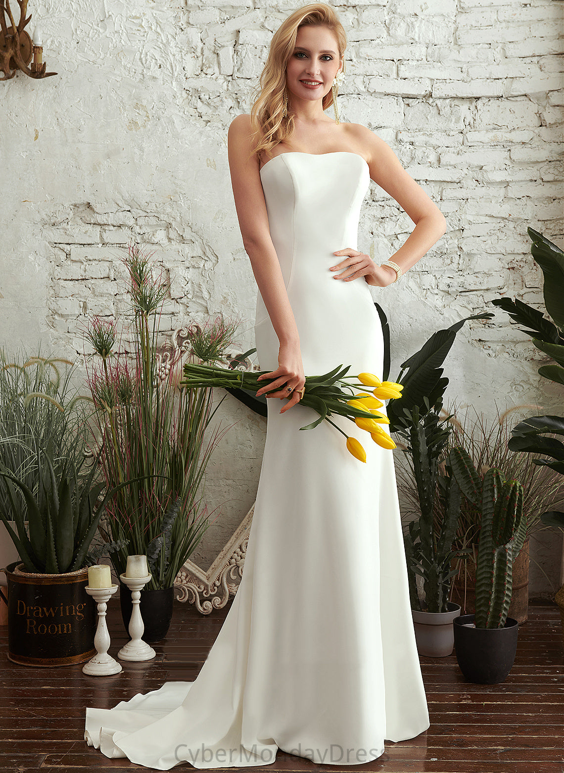 Wedding Dresses Wedding Trumpet/Mermaid Dress Train Crepe Stretch Marian Straight Sweep