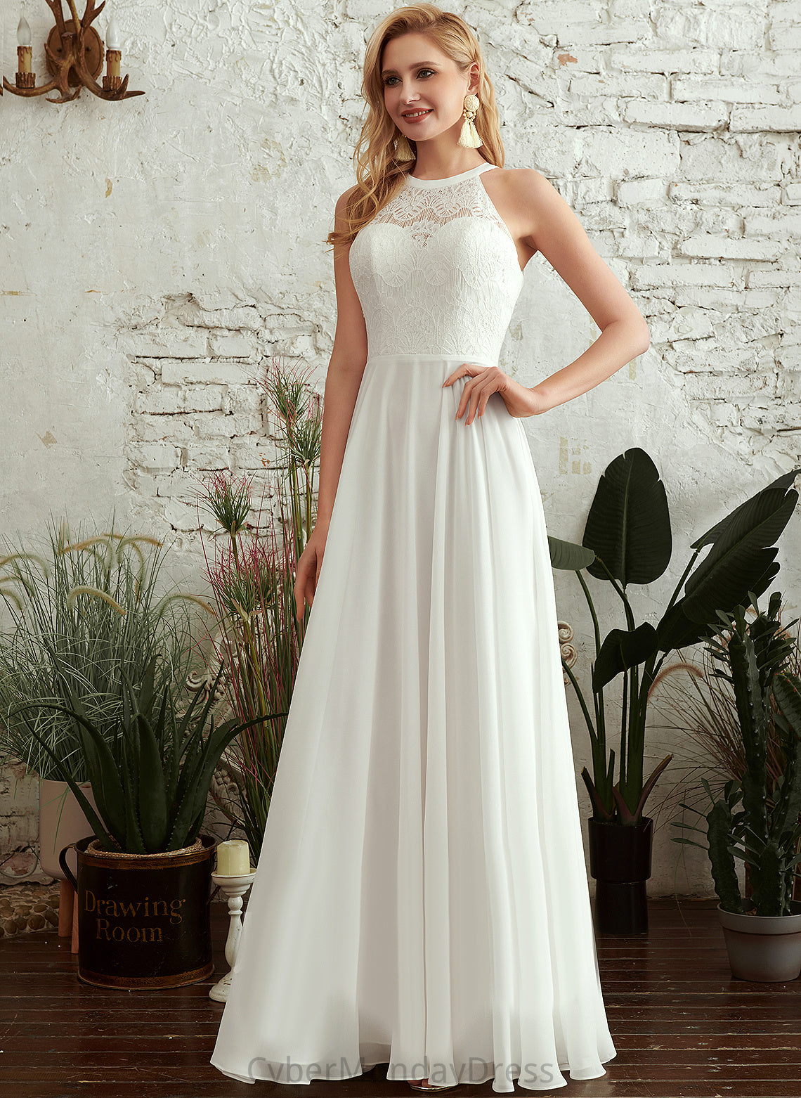 Neck Scoop Floor-Length Lace Chiffon Aylin Wedding Dresses Dress Wedding A-Line