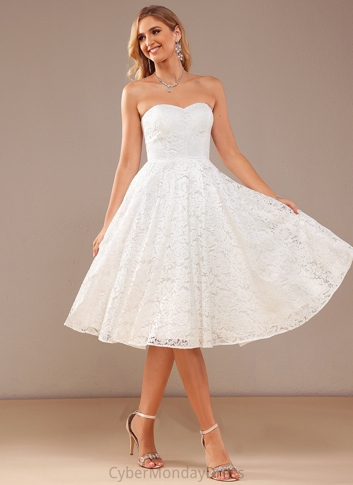 Knee-Length A-Line Frances Lace Sweetheart Wedding Wedding Dresses Dress