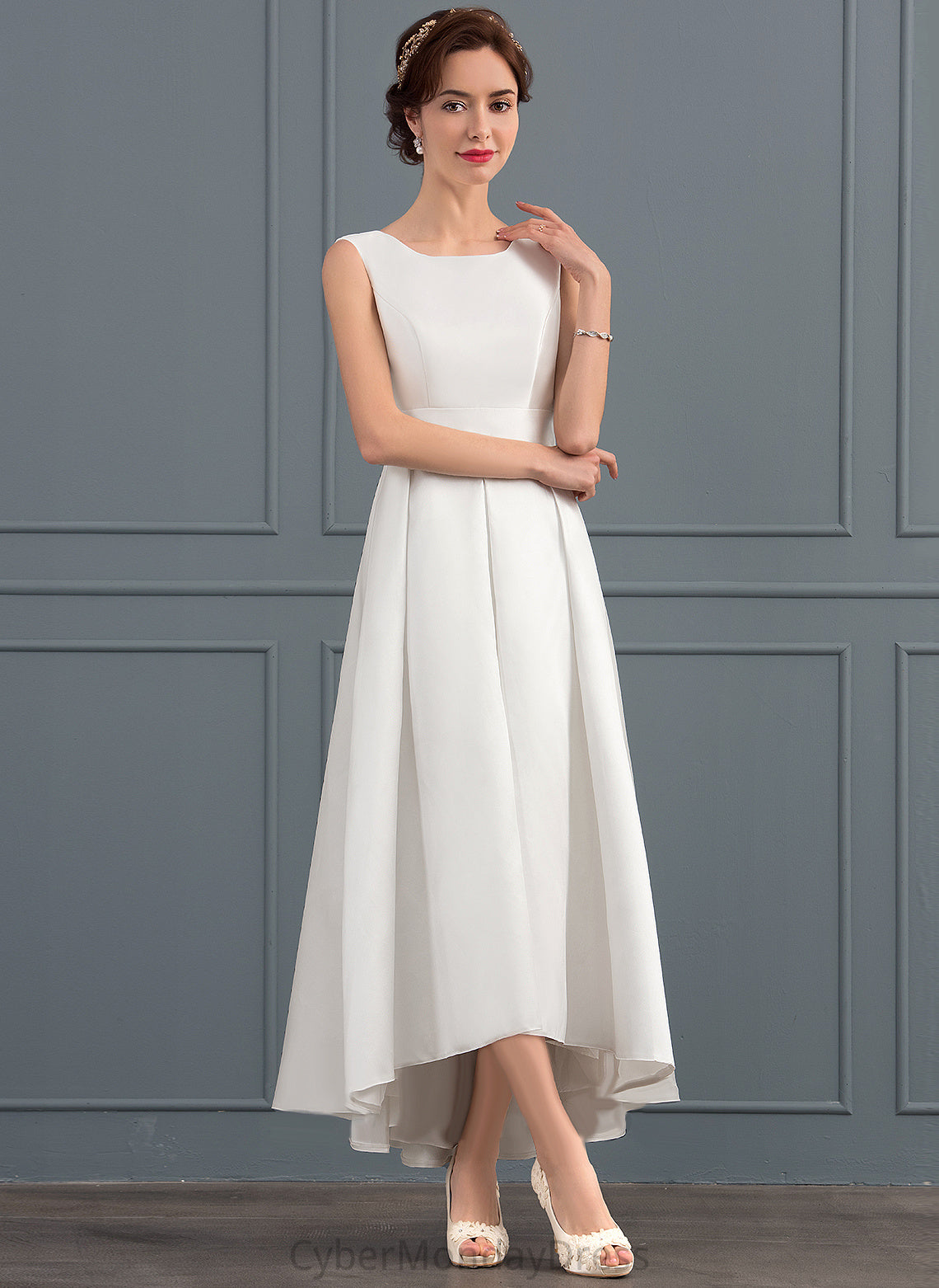 Wedding Dress Satin A-Line Wedding Dresses Asymmetrical Square Maisie