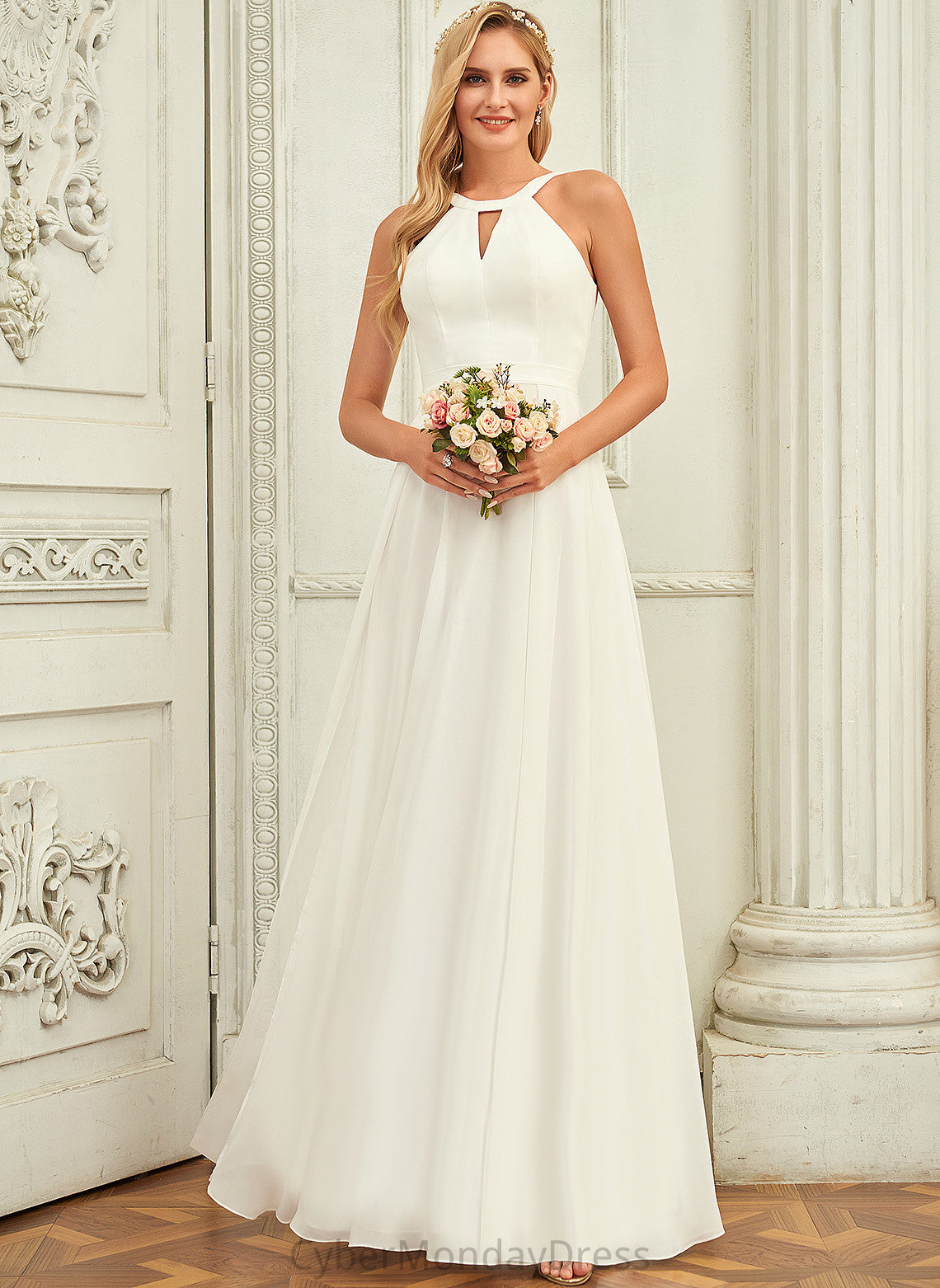 Floor-Length Wedding Dresses Scoop Finley Dress Chiffon A-Line Wedding