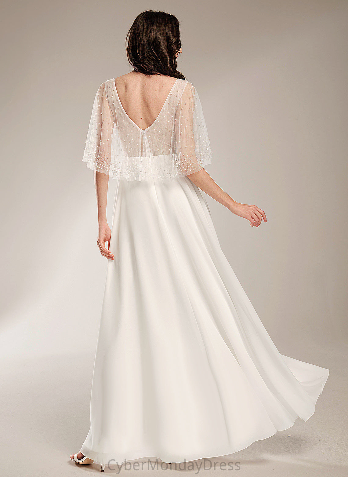 Dress Wedding With Chiffon Kailey Floor-Length V-neck Beading A-Line Wedding Dresses