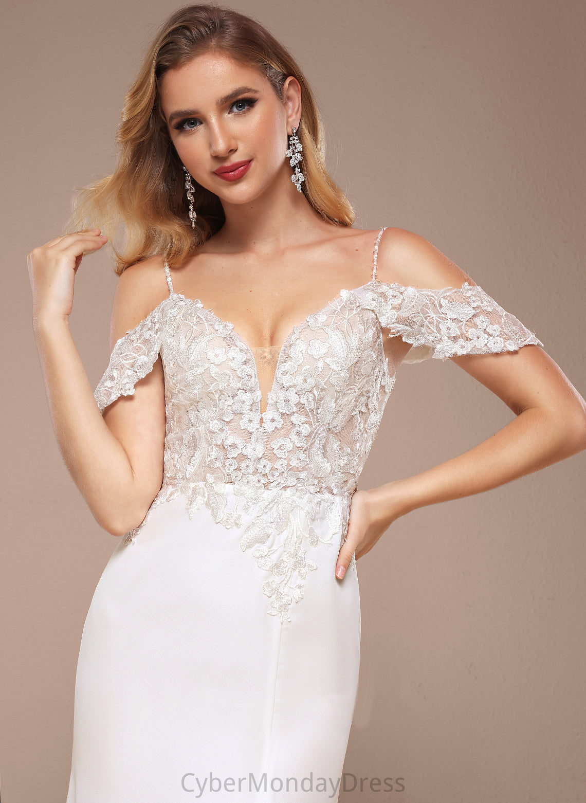 Dress Court Wedding Dresses Train Lace Sequins Shoulder Chiffon With Cold Trumpet/Mermaid Wedding Cheryl