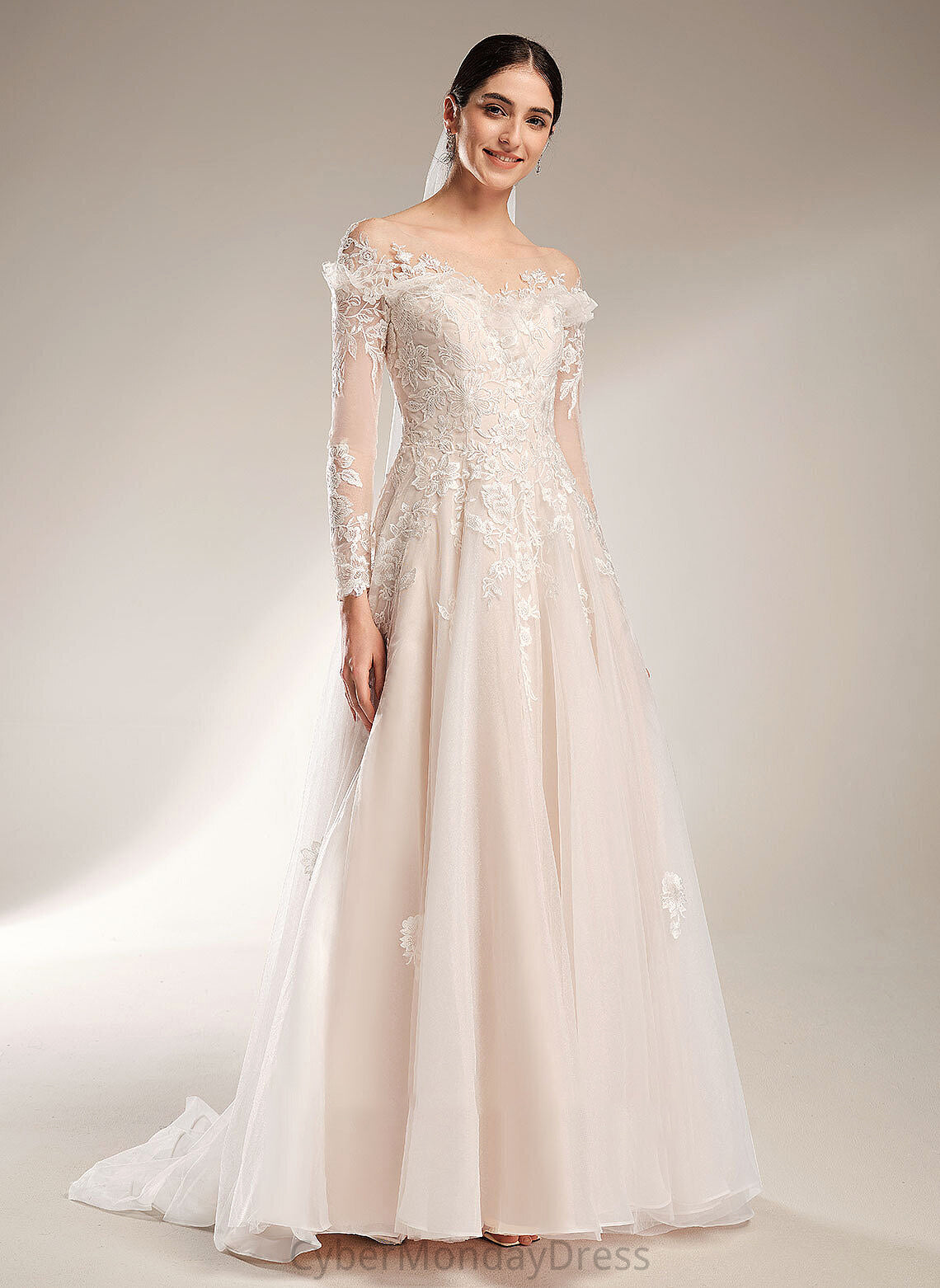 Sequins Train Wedding With Court Dress Wedding Dresses Off-the-Shoulder Ball-Gown/Princess Ainsley