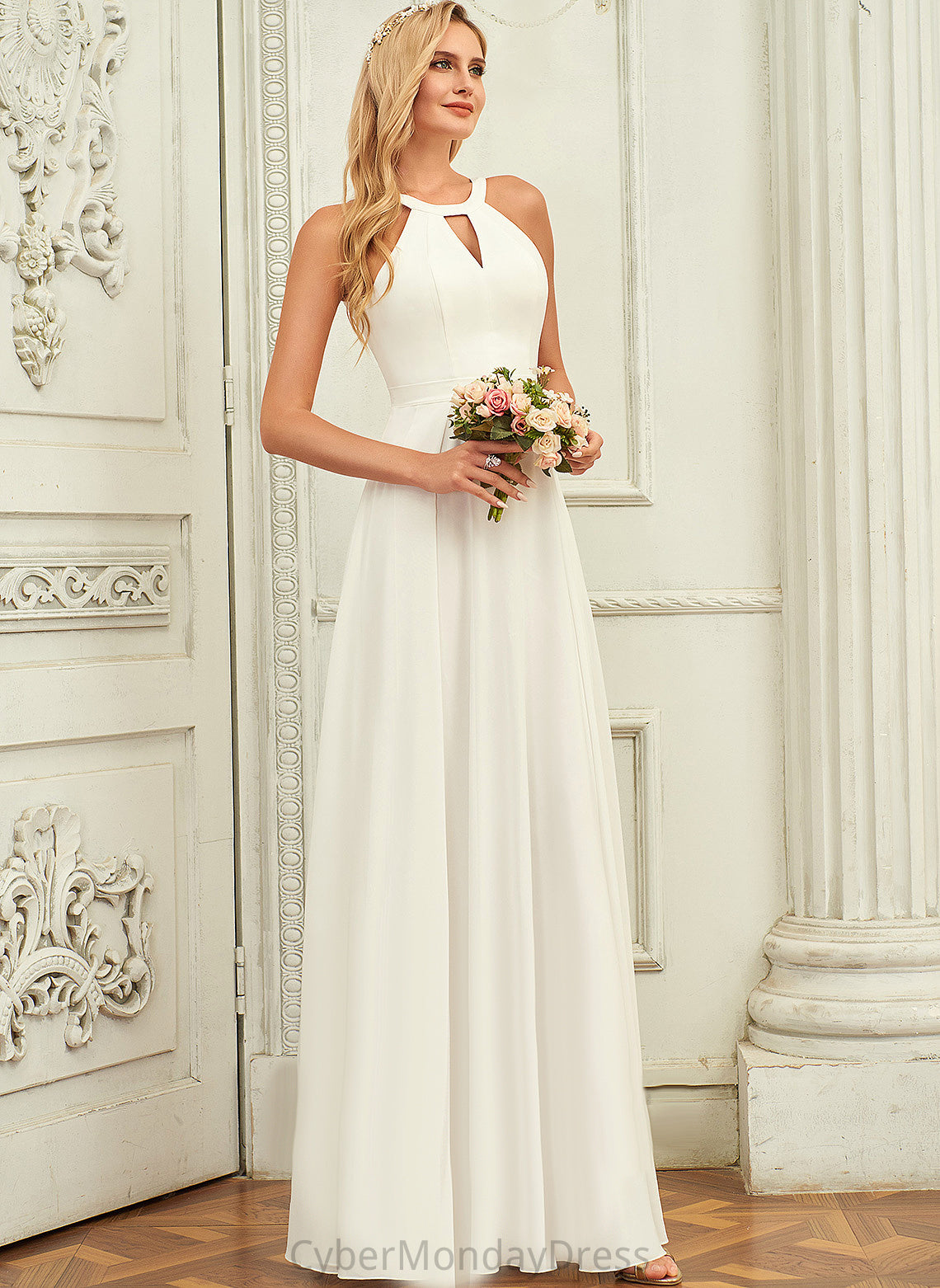 Floor-Length Wedding Dresses Scoop Finley Dress Chiffon A-Line Wedding