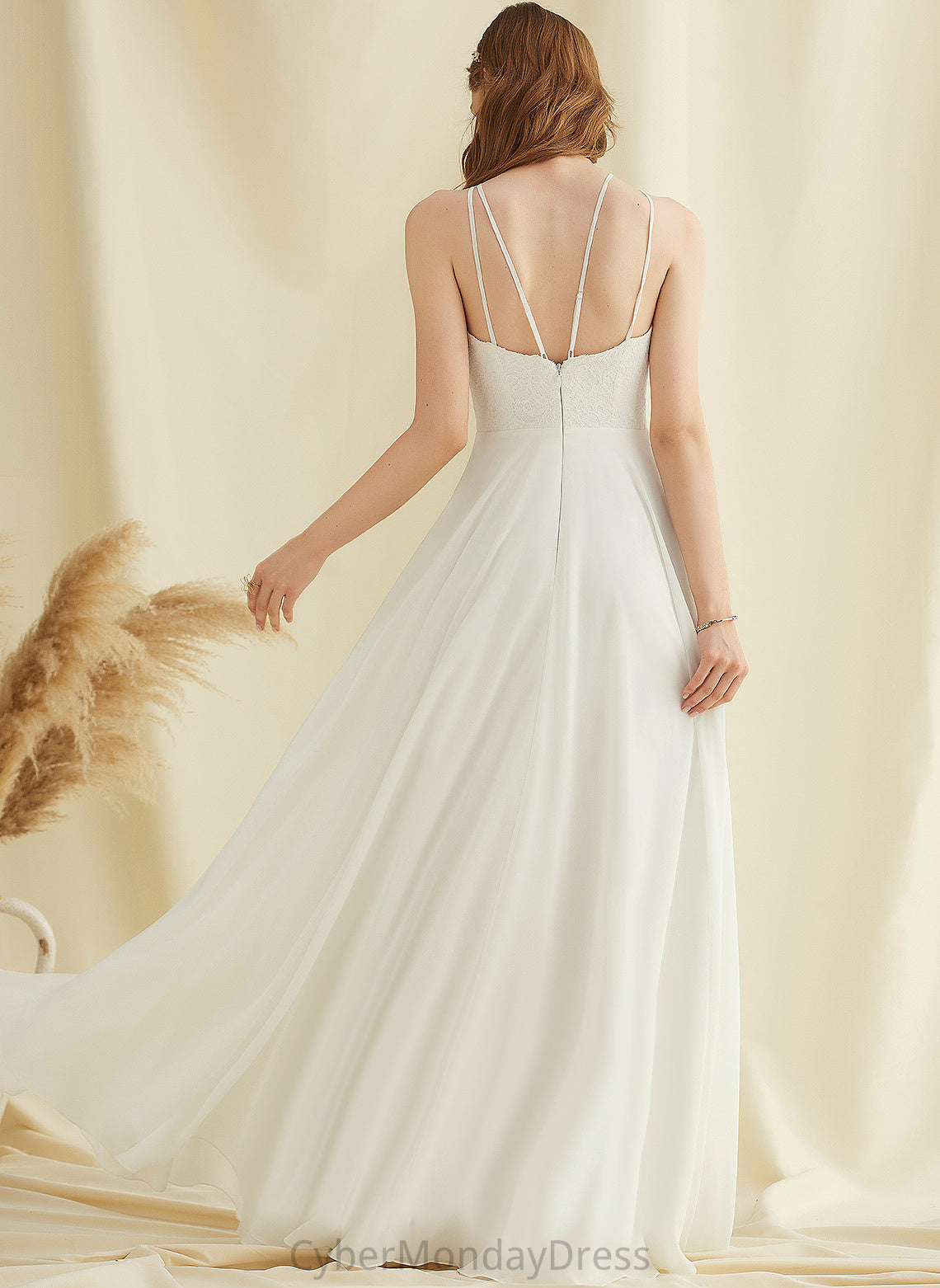 Lace Dress Floor-Length Chiffon Serenity Wedding Wedding Dresses A-Line