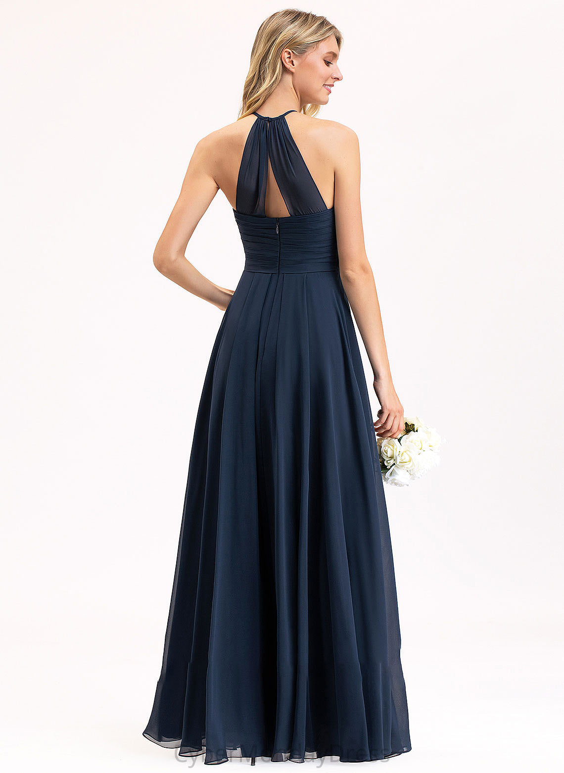 Length Embellishment Ruffle A-Line Silhouette Neckline Fabric ScoopNeck Floor-Length Audrina Bridesmaid Dresses