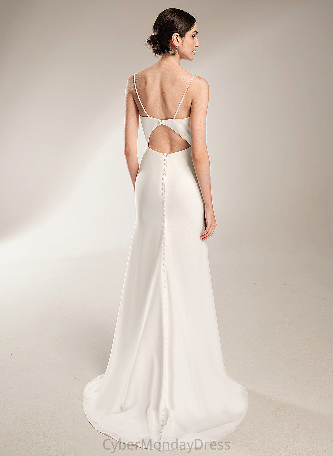 Wedding Neck Court Chiffon Beading Train A-Line Isabell Dress Cowl With Wedding Dresses