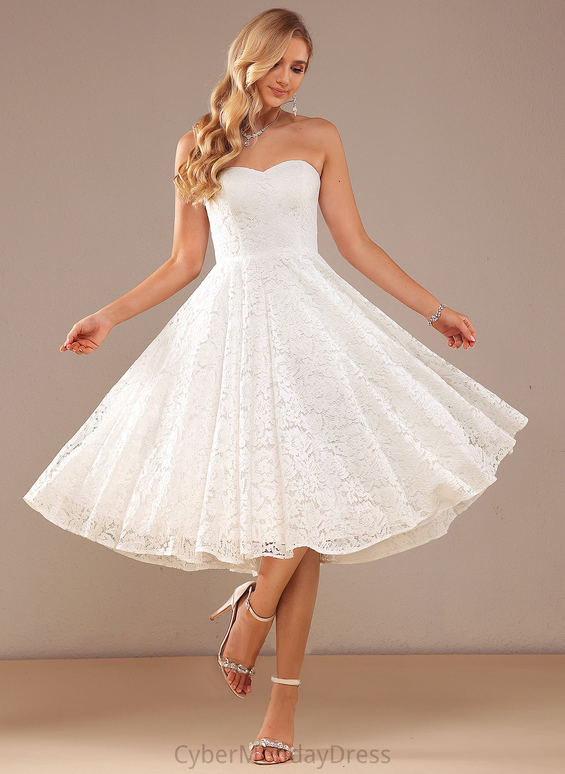 Knee-Length A-Line Frances Lace Sweetheart Wedding Wedding Dresses Dress