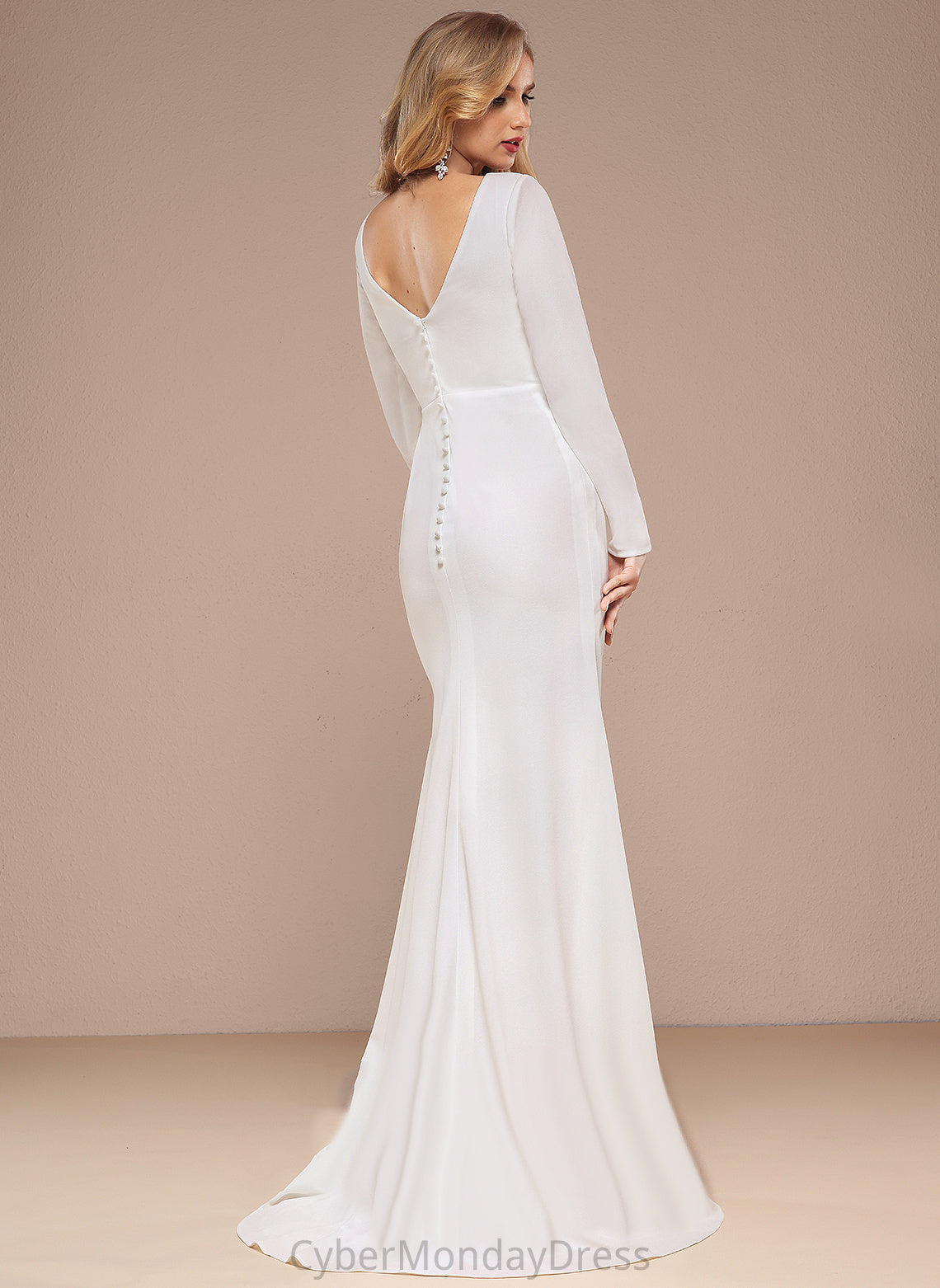 Train Dress Sweep A-Line Jaylen Chiffon V-neck Wedding Wedding Dresses