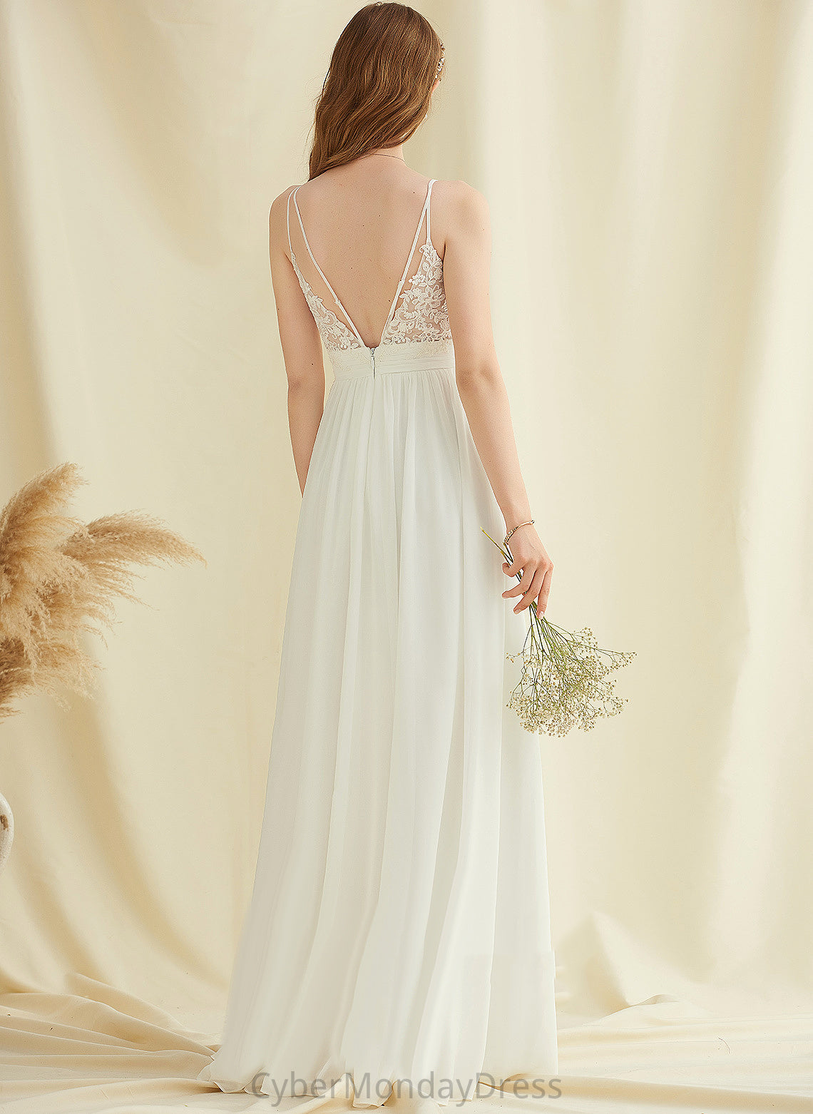 Dress Wedding Dresses A-Line Chiffon V-neck Wedding Floor-Length Serena