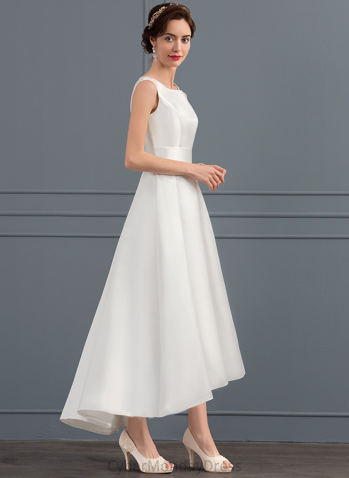 Wedding Dress Satin A-Line Wedding Dresses Asymmetrical Square Maisie