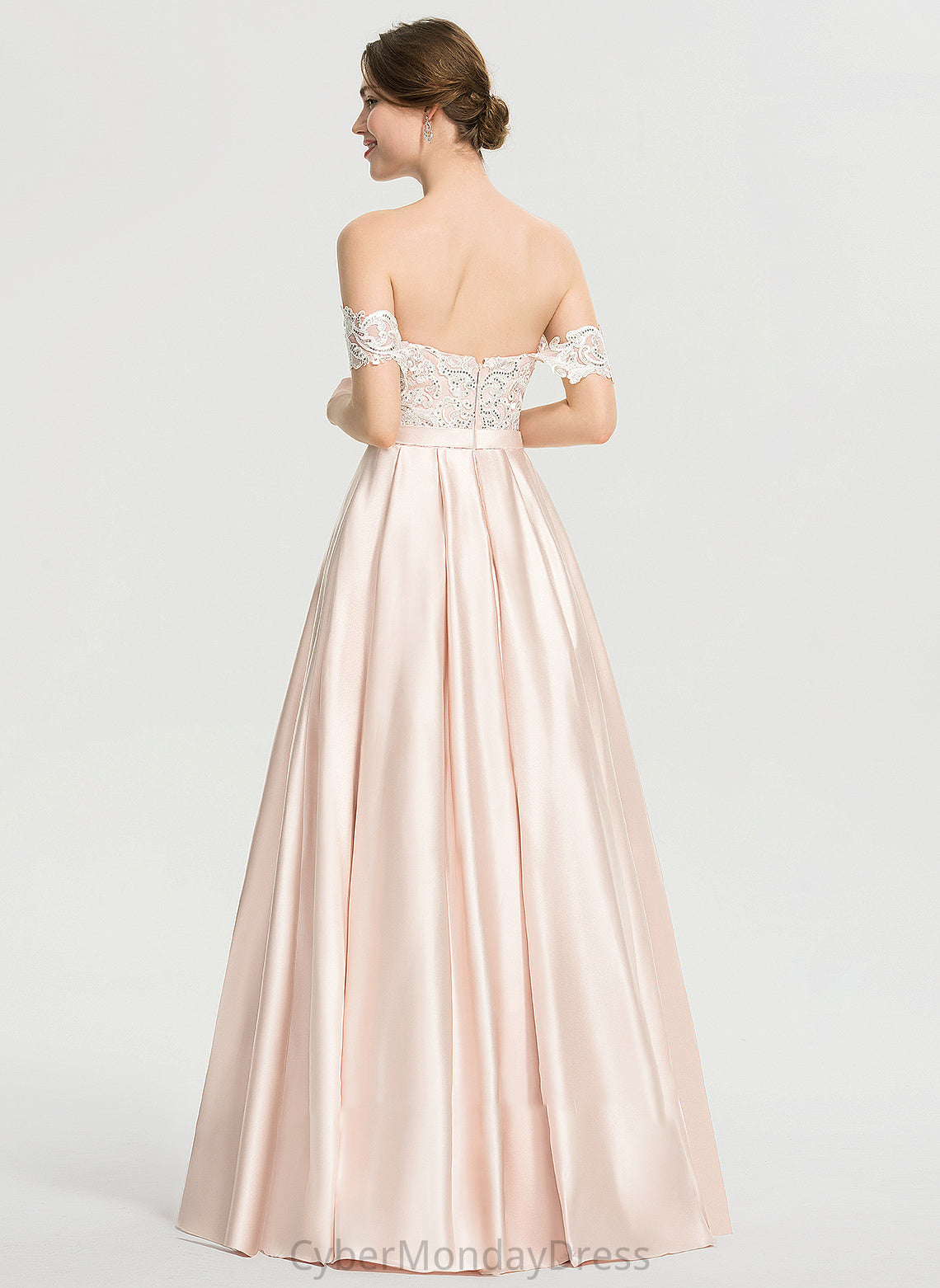 Madyson Off-the-Shoulder Floor-Length Sequins Wedding With Wedding Dresses Ball-Gown/Princess Dress Satin