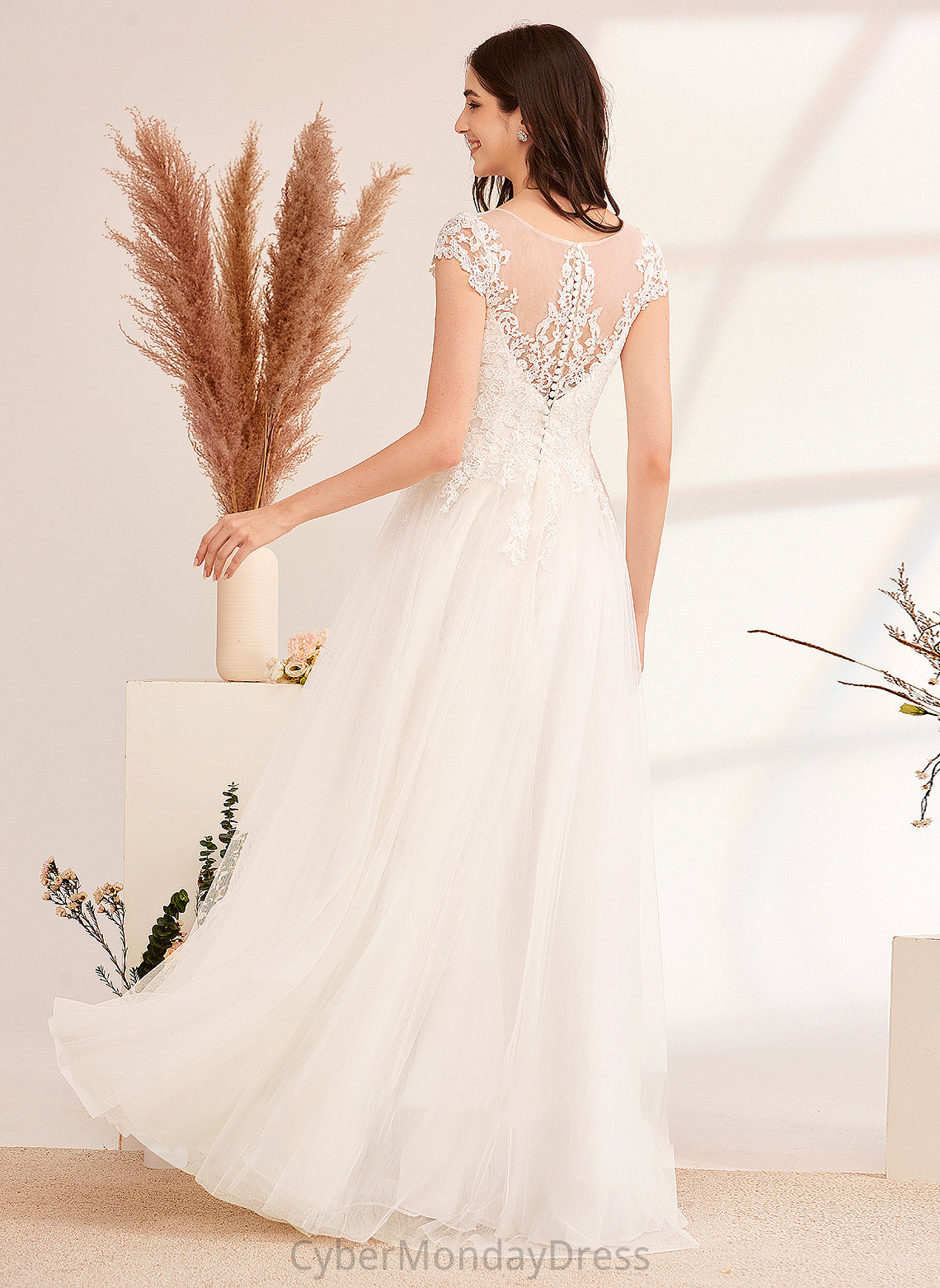 Dress Wedding Lace Ball-Gown/Princess Floor-Length Wedding Dresses Illusion With Alexandria