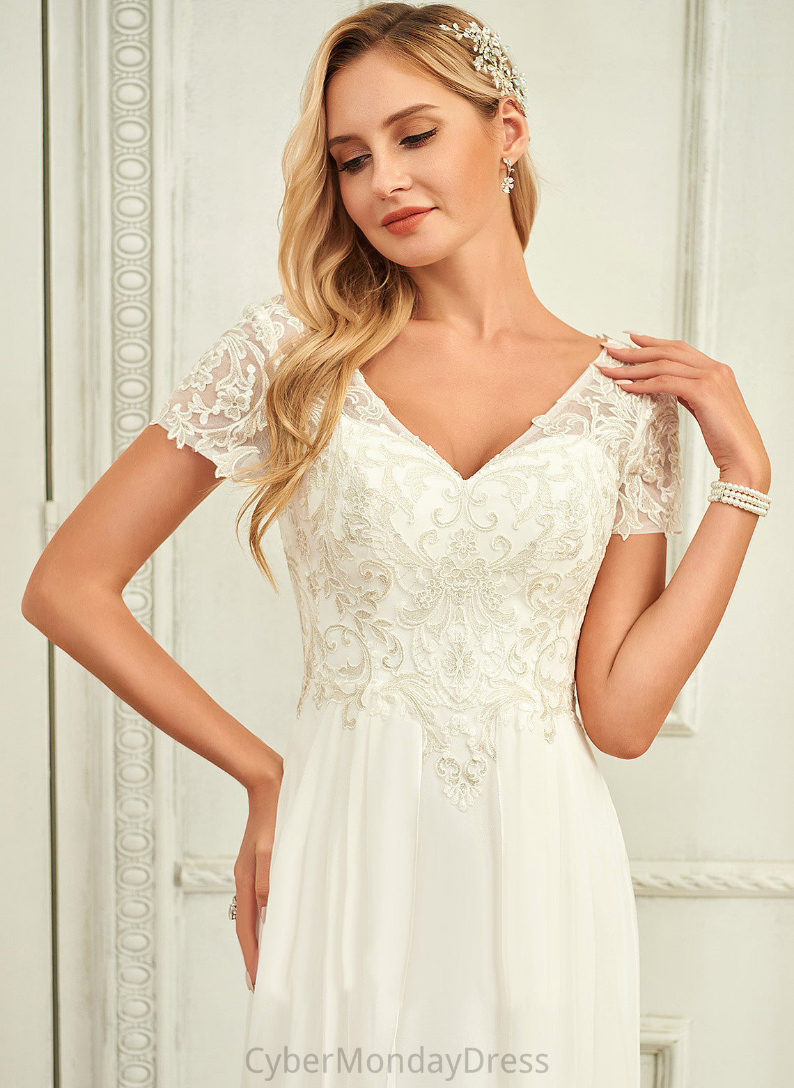 Dress Floor-Length Micah Chiffon Wedding A-Line V-neck Wedding Dresses