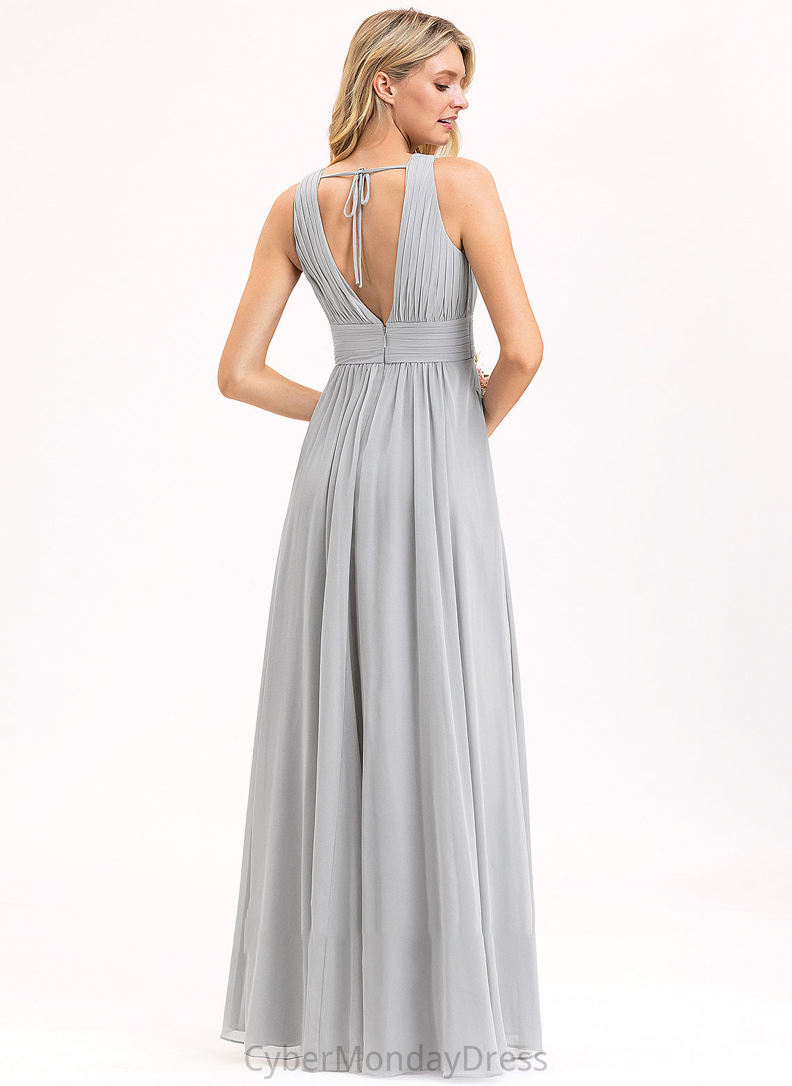 Bow(s) Floor-Length Pockets Length Fabric V-neck Embellishment Silhouette Neckline Ruffle A-Line Xiomara Bridesmaid Dresses