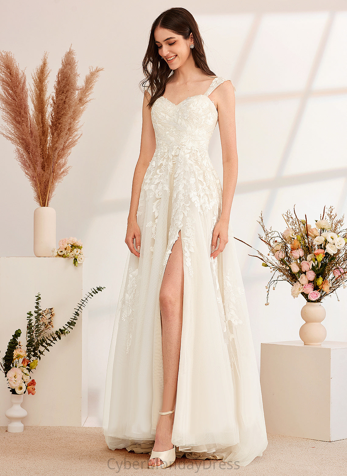 Dress Wedding Dresses Off-the-Shoulder Sequins Sweep Wedding A-Line Train With Alexia Beading Tulle Lace