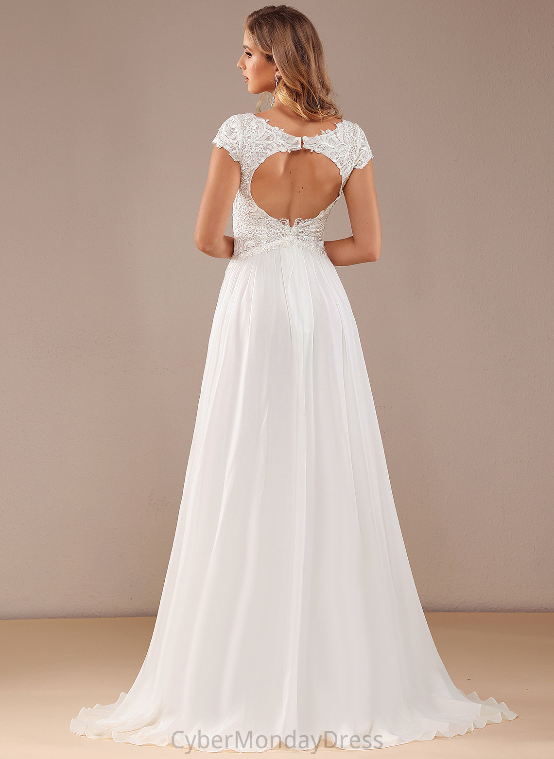 A-Line Kaylynn Split Front With Chiffon Wedding Lace Lace V-neck Dress Train Wedding Dresses Sweep