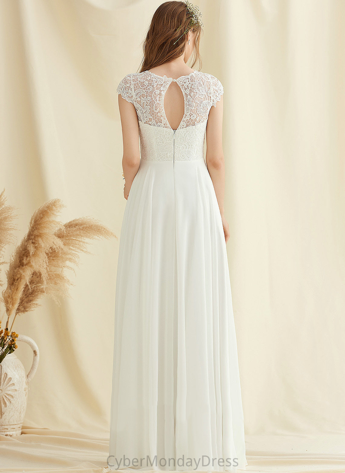 Abigail Dress Floor-Length Lace Scoop Chiffon A-Line Wedding Dresses Wedding