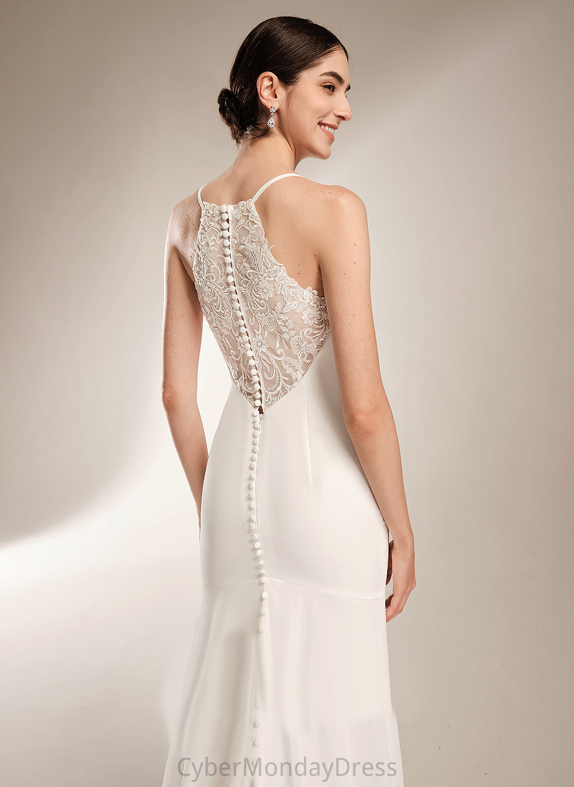 Wedding Train Sheath/Column Court Wedding Dresses With Chiffon Lace Dress Aleena V-neck