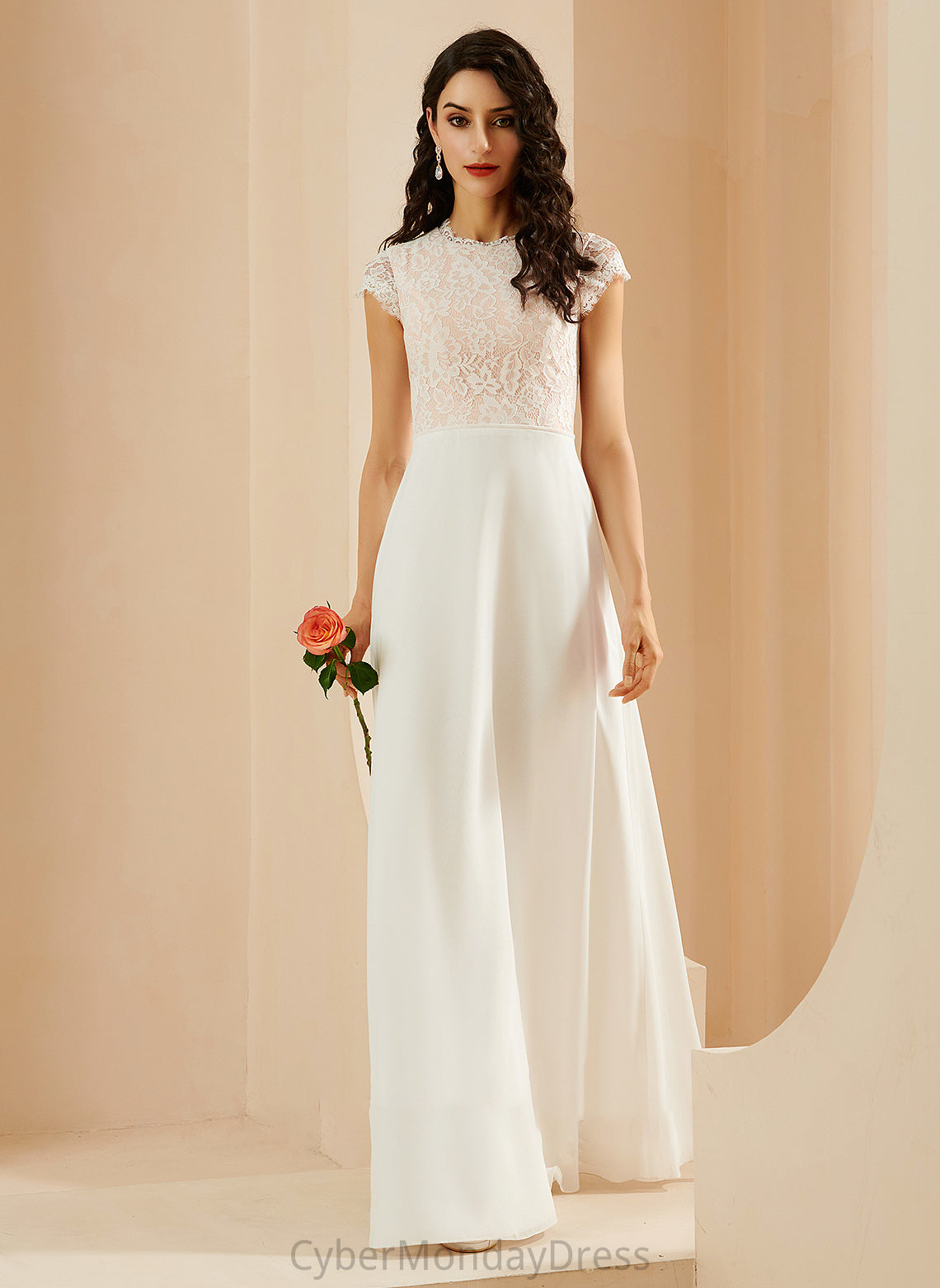 Neck Wedding Dress Floor-Length Scoop Lace Wedding Dresses A-Line Sariah With