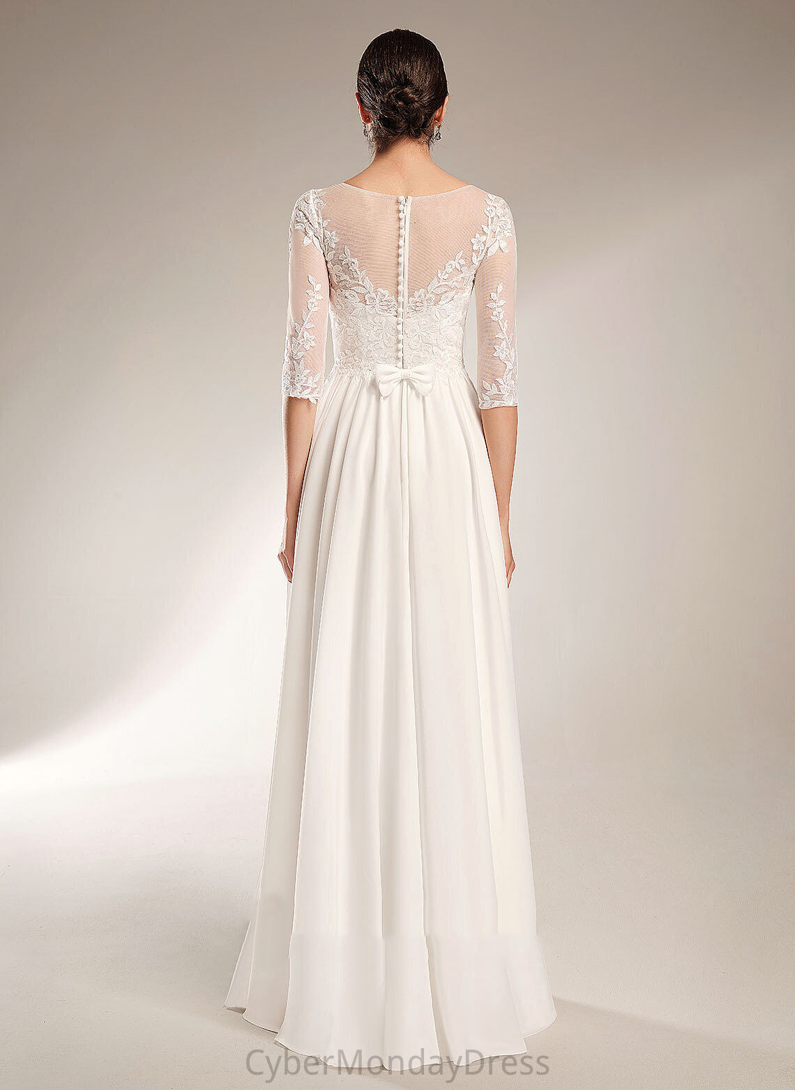 A-Line With Dress Sweep Train Chiffon Wedding Dresses Logan Sequins Wedding Illusion