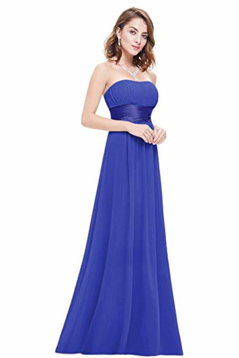 Chiffon Sweetheart Neck A Line Sleeveless Wedding Bridesmaid Long Evening Festive Party Dress