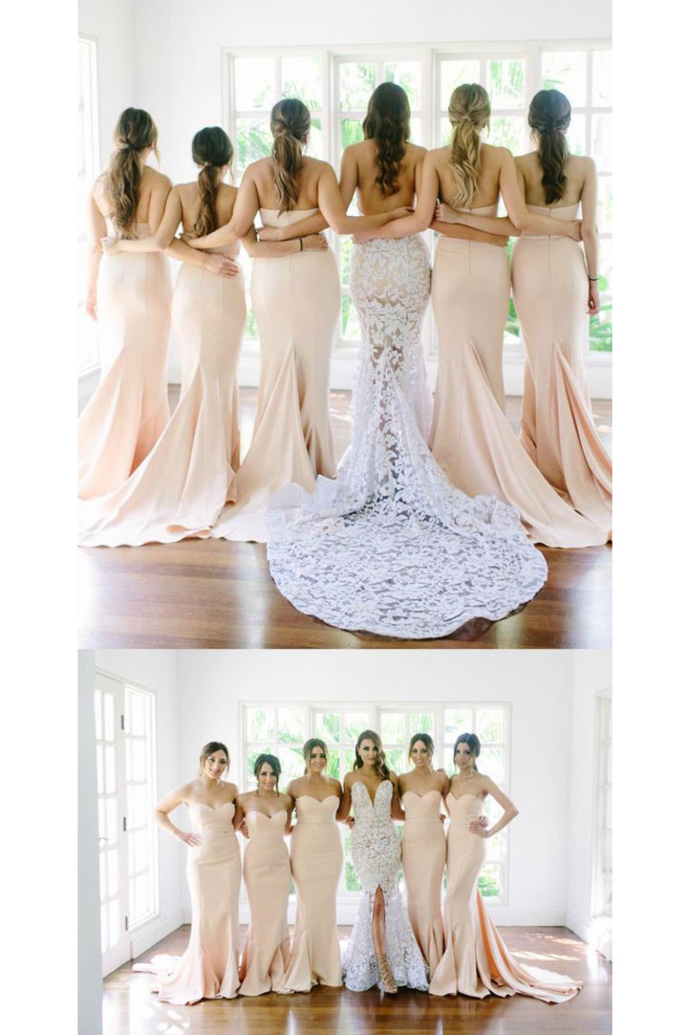 2024 Bridesmaid Dresses Mermaid Sweetheart Satin Sweep Train