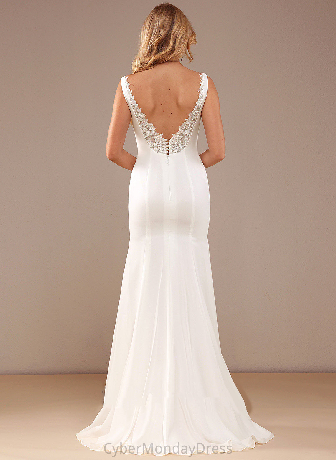 Dress Square Sweep Train Chiffon With Trumpet/Mermaid Wedding Wedding Dresses Neckline Lace Amanda