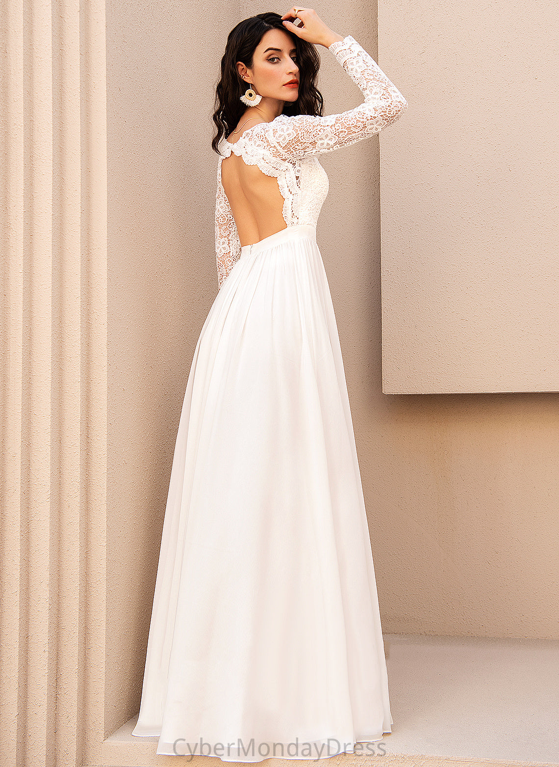 Lace Haleigh V-neck A-Line Wedding Dresses Wedding Floor-Length Chiffon Dress