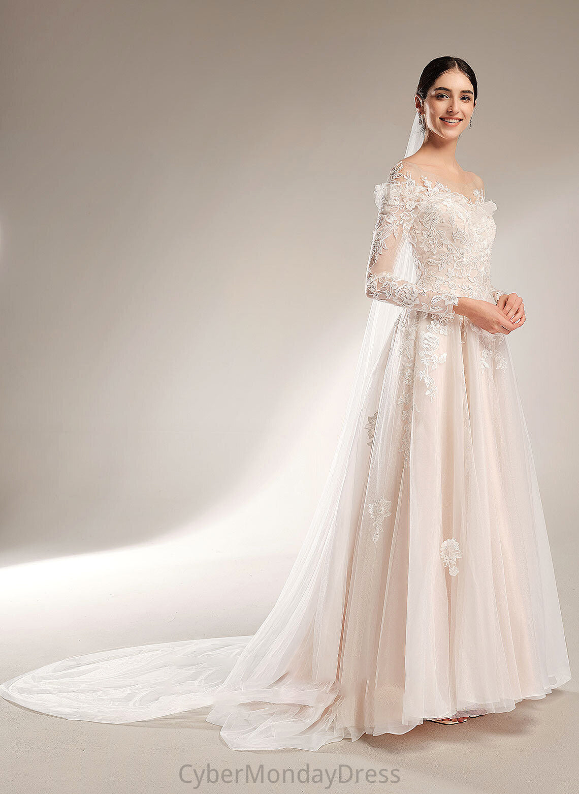 Sequins Train Wedding With Court Dress Wedding Dresses Off-the-Shoulder Ball-Gown/Princess Ainsley