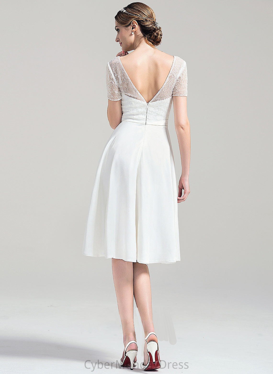 Wedding Dresses Jasmine Knee-Length Dress A-Line Wedding Satin V-neck