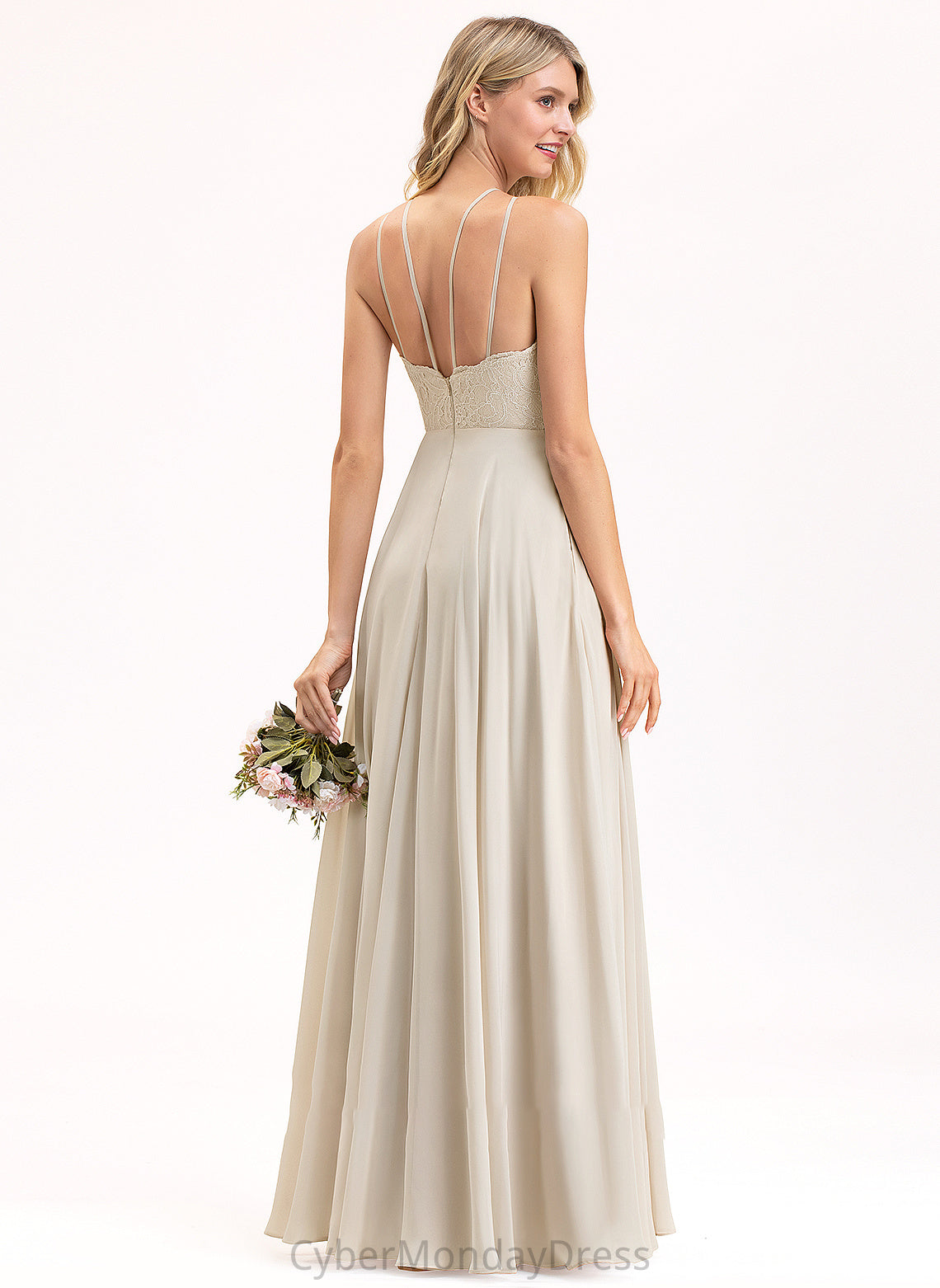 Embellishment Fabric Silhouette Floor-Length Length Neckline A-Line ScoopNeck Pockets Sharon Natural Waist Sleeveless Bridesmaid Dresses