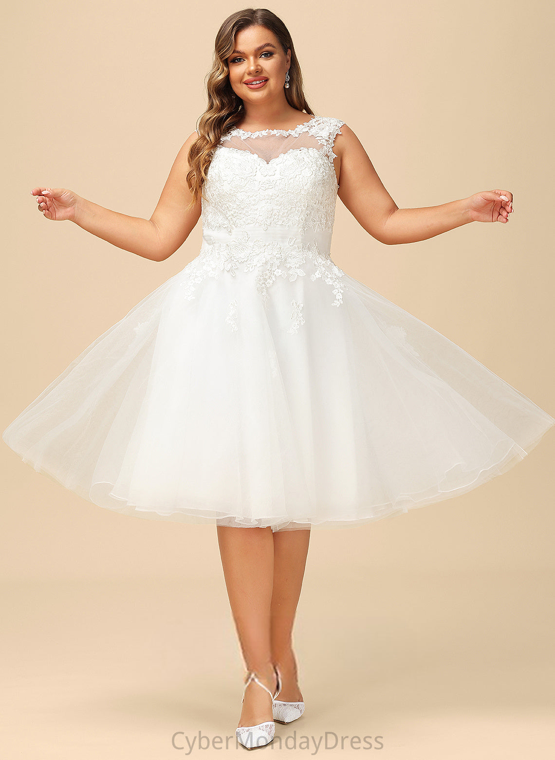 Illusion Ruffle With Wedding A-Line Dress Lace Asymmetrical Wedding Dresses Chana Tulle