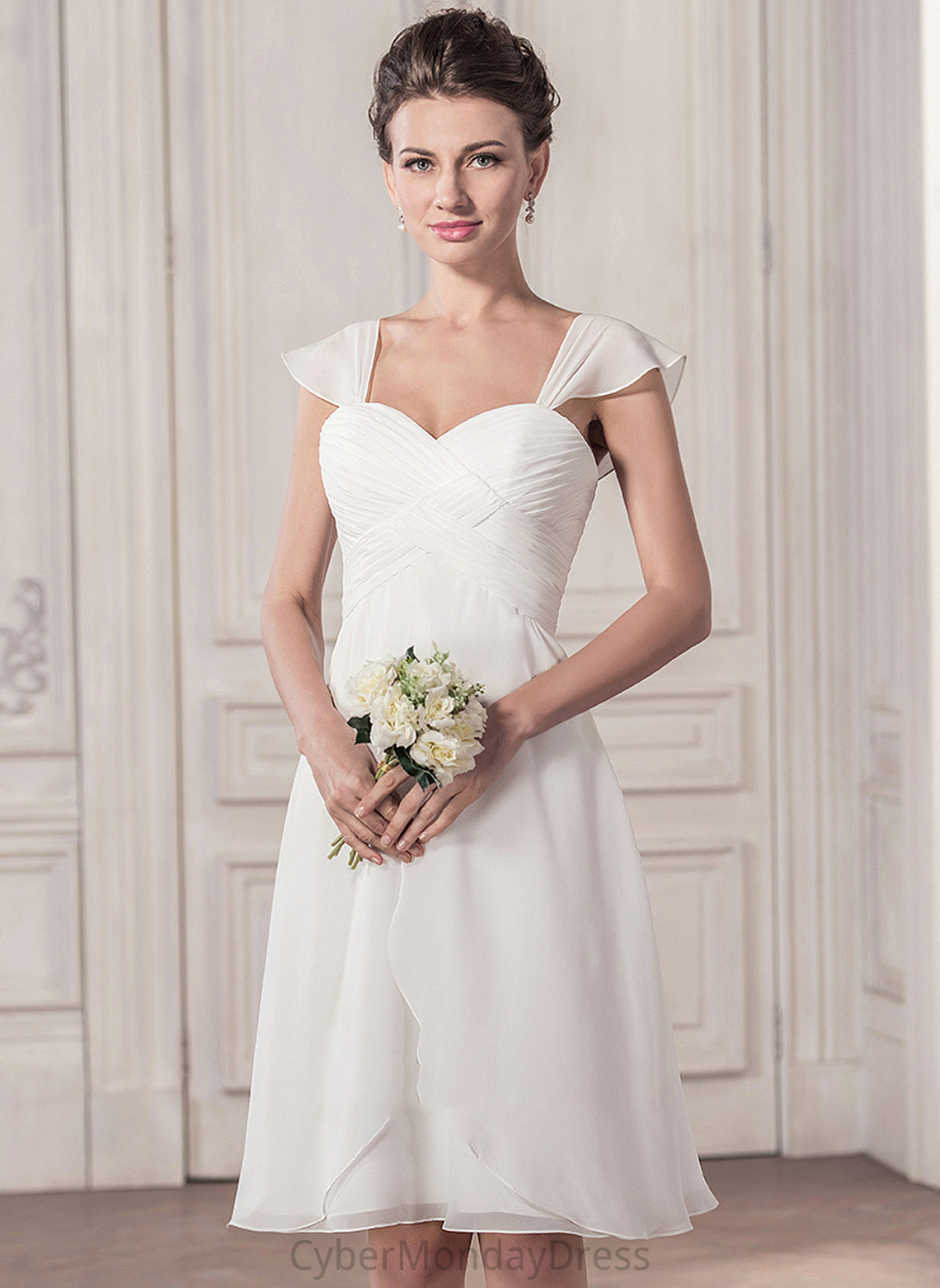 Chiffon A-Line With Knee-Length Wedding Dresses Sweetheart Wedding Dress Kayleigh Ruffle