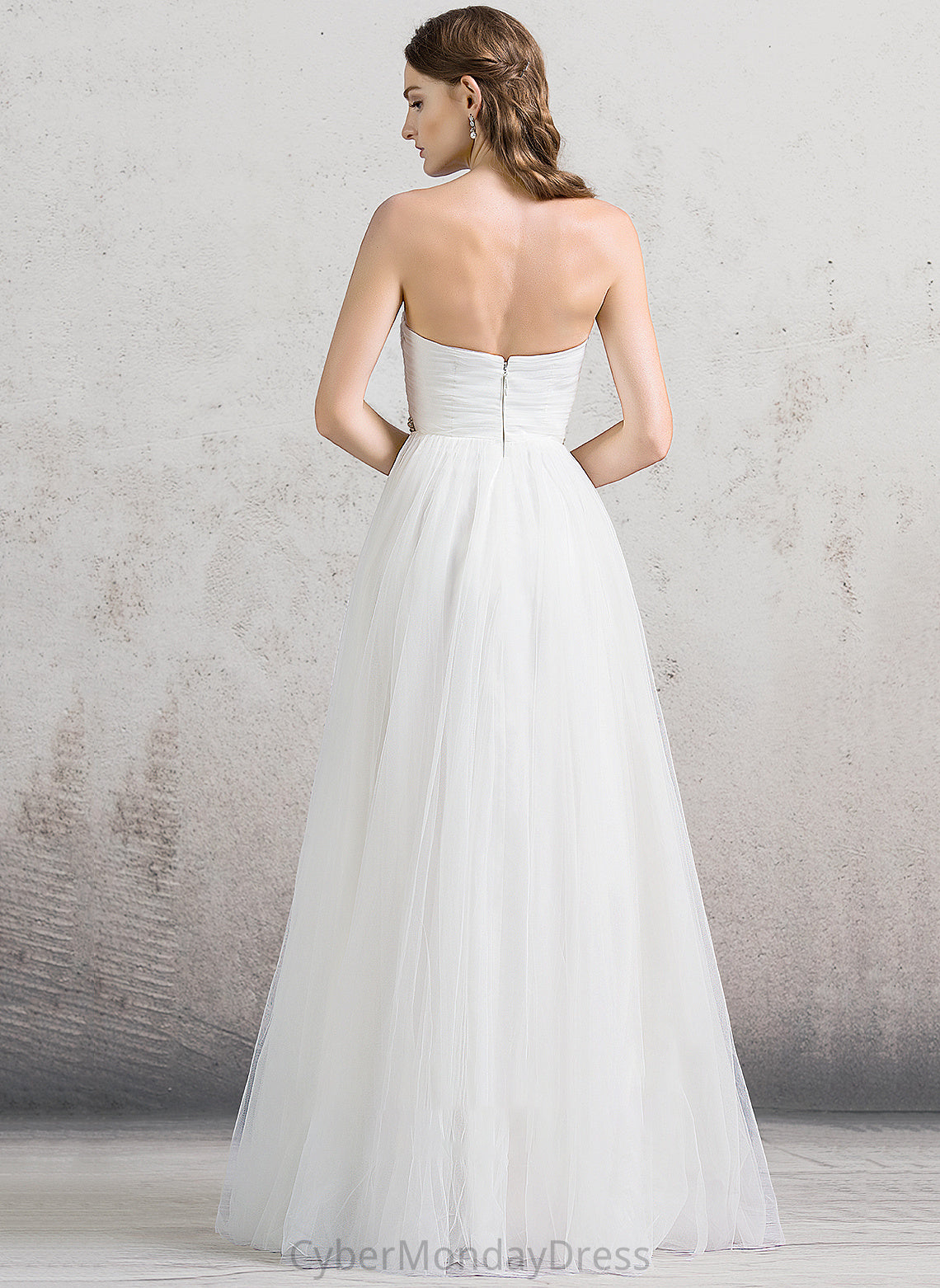 Tulle A-Line Beading With Ruffle Wedding Sweetheart Wedding Dresses Floor-Length Dress Camila