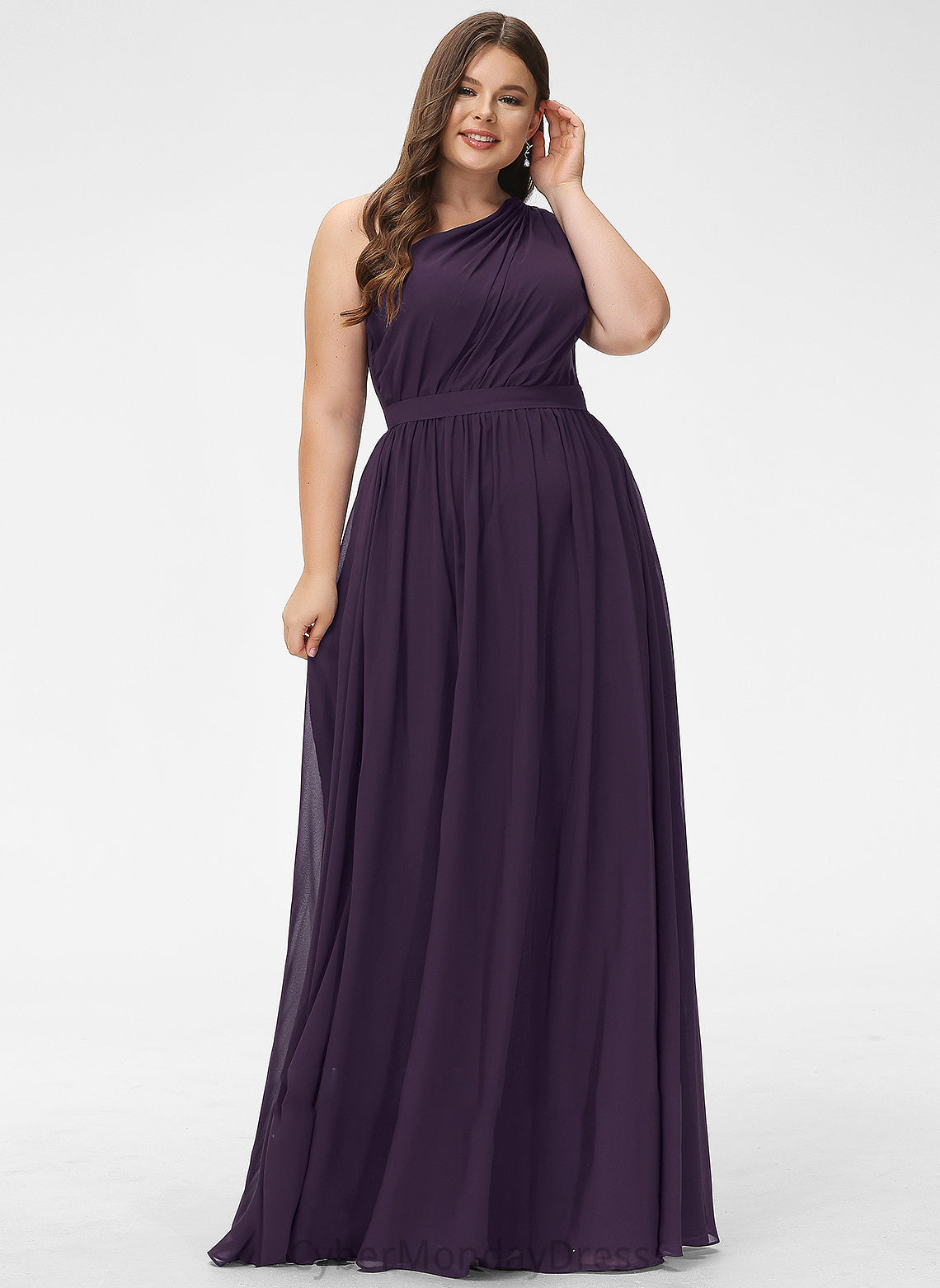 Floor-Length Length Embellishment Neckline Silhouette One-Shoulder Ruffle Fabric A-Line Eleanor Bridesmaid Dresses