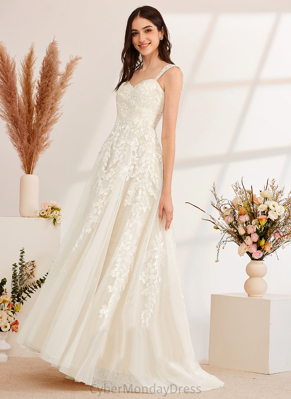 Dress Wedding Dresses Off-the-Shoulder Sequins Sweep Wedding A-Line Train With Alexia Beading Tulle Lace