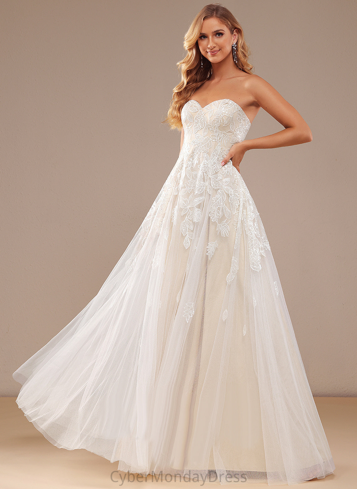 Lace Wedding Sweetheart Sequins Wedding Dresses Dress A-Line With Cameron Floor-Length