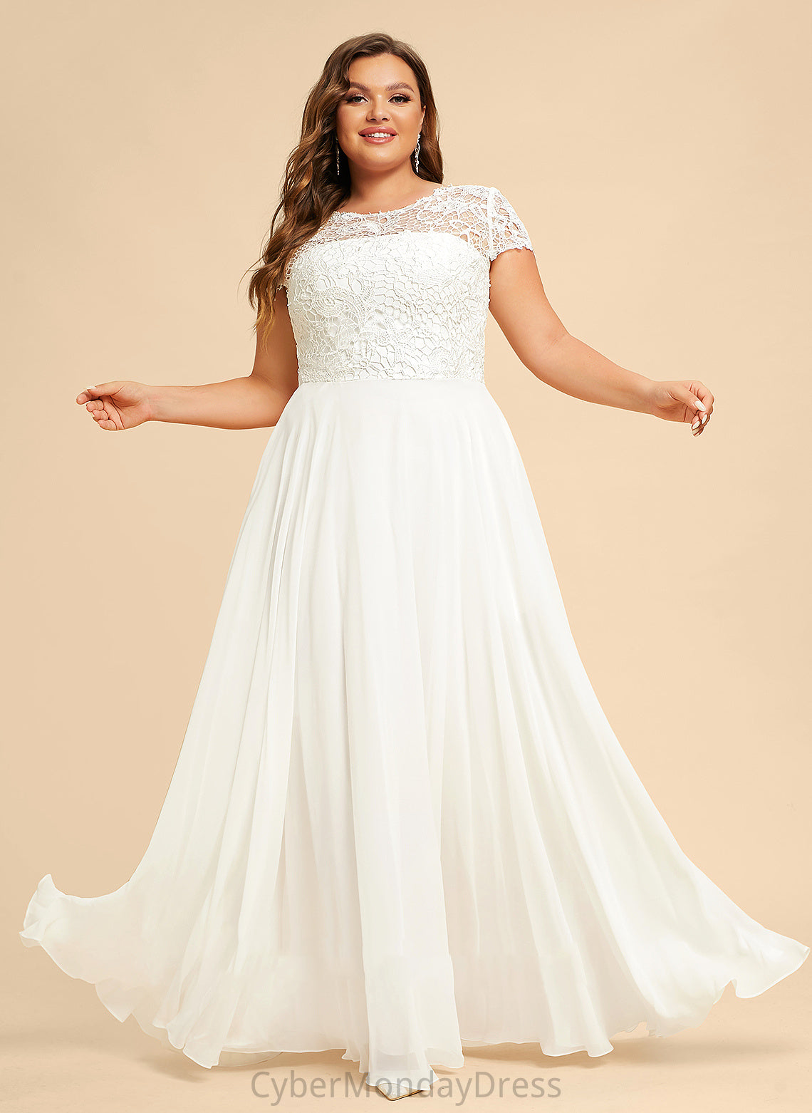 Abigail Dress Floor-Length Lace Scoop Chiffon A-Line Wedding Dresses Wedding