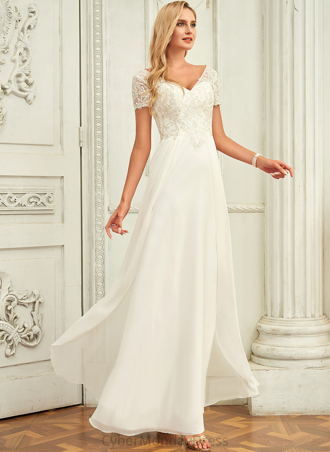 Dress Floor-Length Micah Chiffon Wedding A-Line V-neck Wedding Dresses