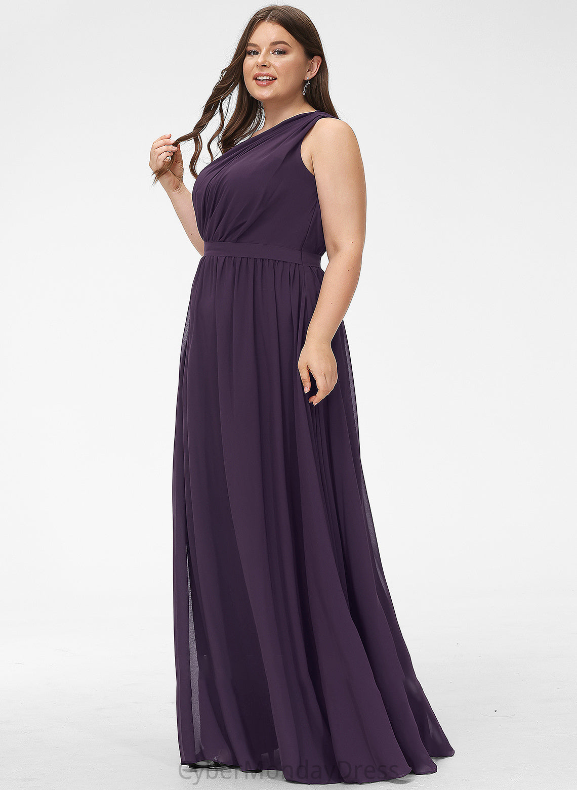 Floor-Length Length Embellishment Neckline Silhouette One-Shoulder Ruffle Fabric A-Line Eleanor Bridesmaid Dresses