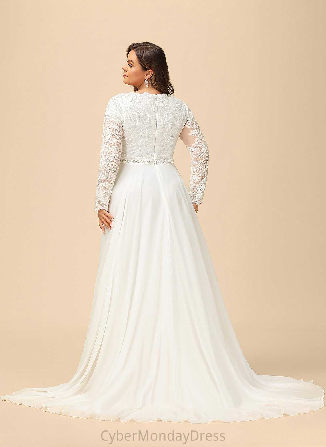 Lace Wedding Train With Chiffon Court Rylee Beading A-Line Dress Wedding Dresses