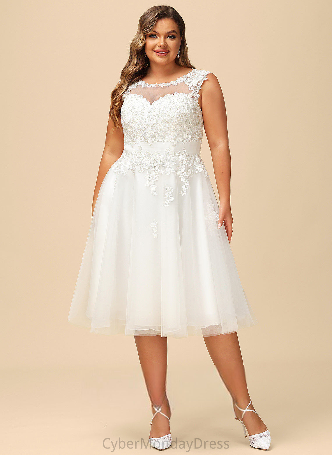 Illusion Ruffle With Wedding A-Line Dress Lace Asymmetrical Wedding Dresses Chana Tulle