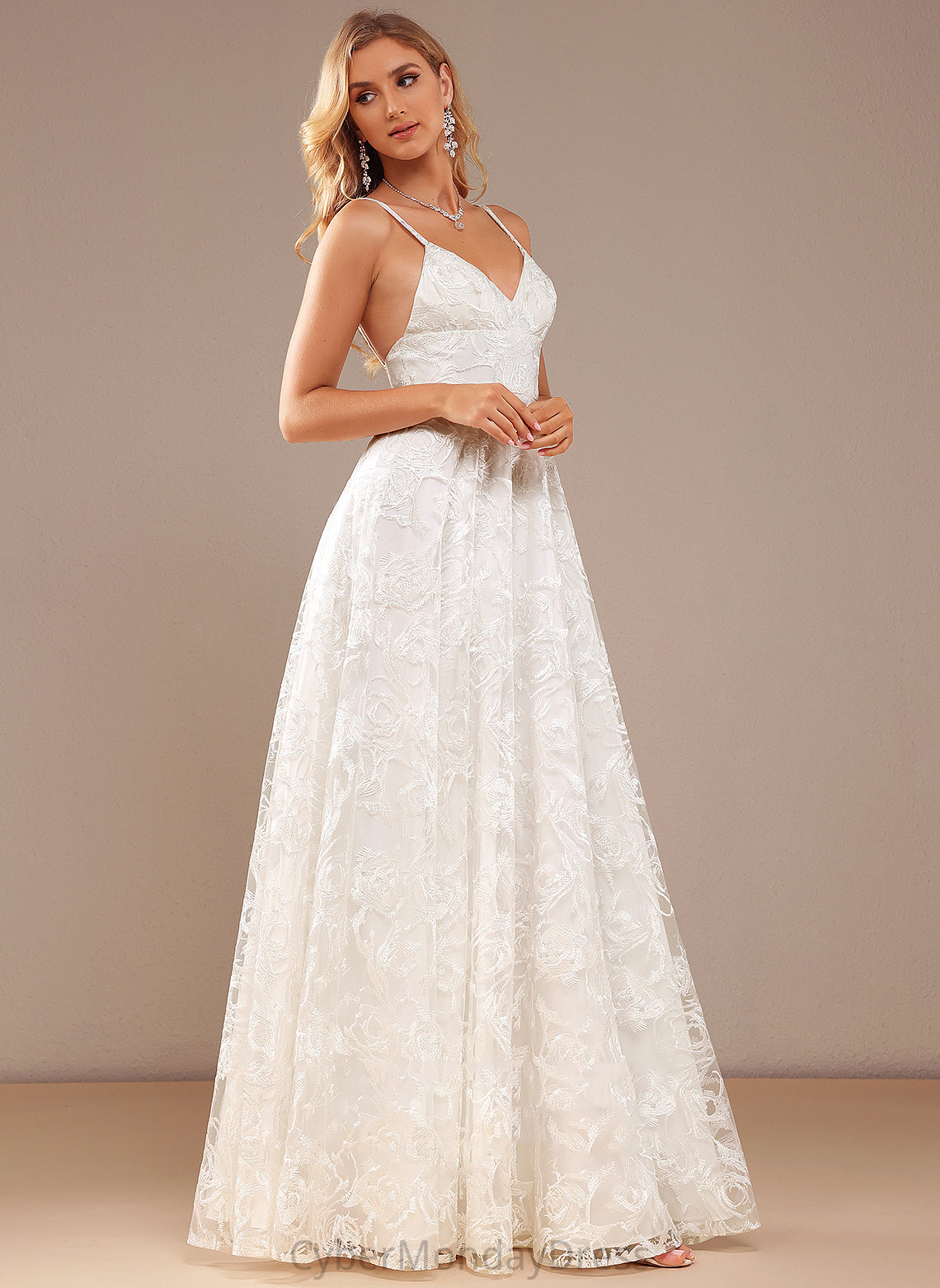 Wedding Dresses V-neck Lace Wedding Winifred A-Line Dress Floor-Length