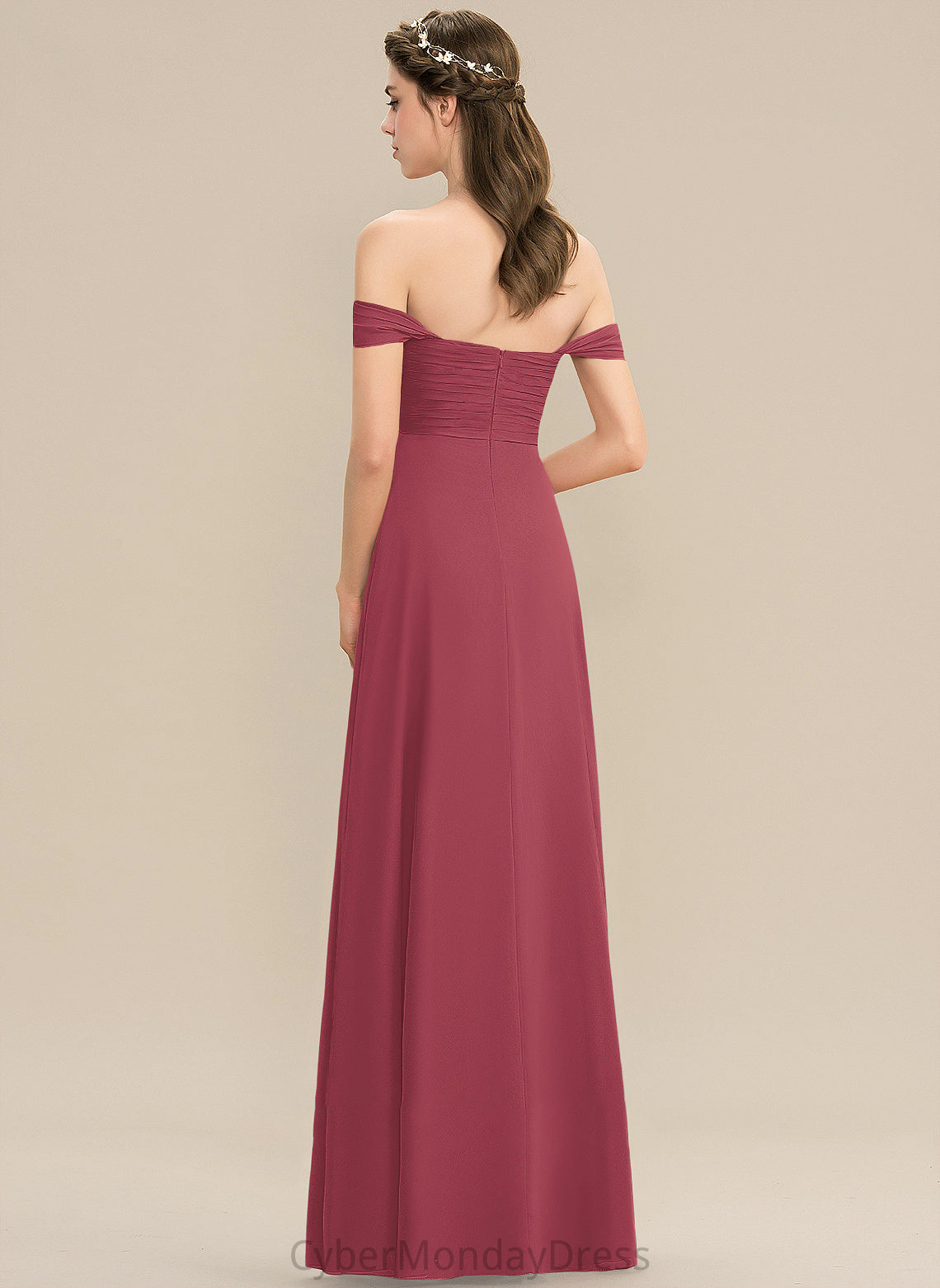 Embellishment Length Neckline Floor-Length Fabric Silhouette Ruffle A-Line Off-the-Shoulder Shyann Bridesmaid Dresses