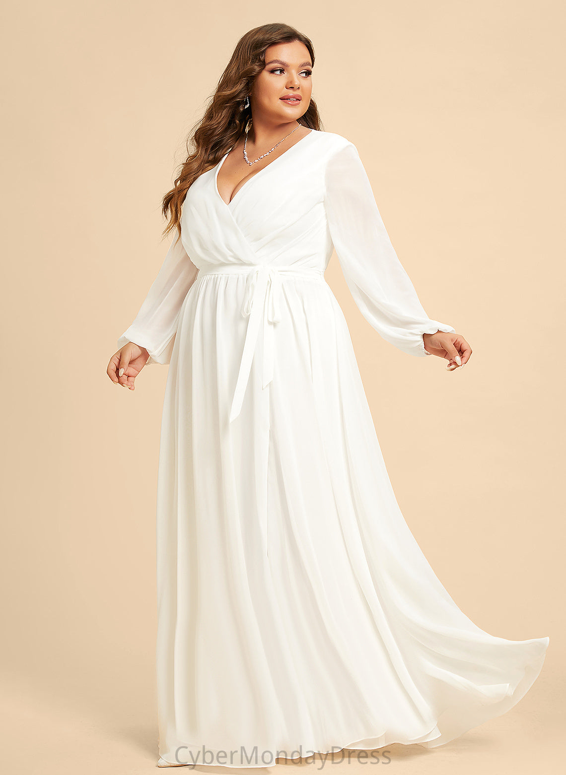 Dress Jamie V-neck Chiffon Wedding Dresses A-Line Floor-Length Wedding