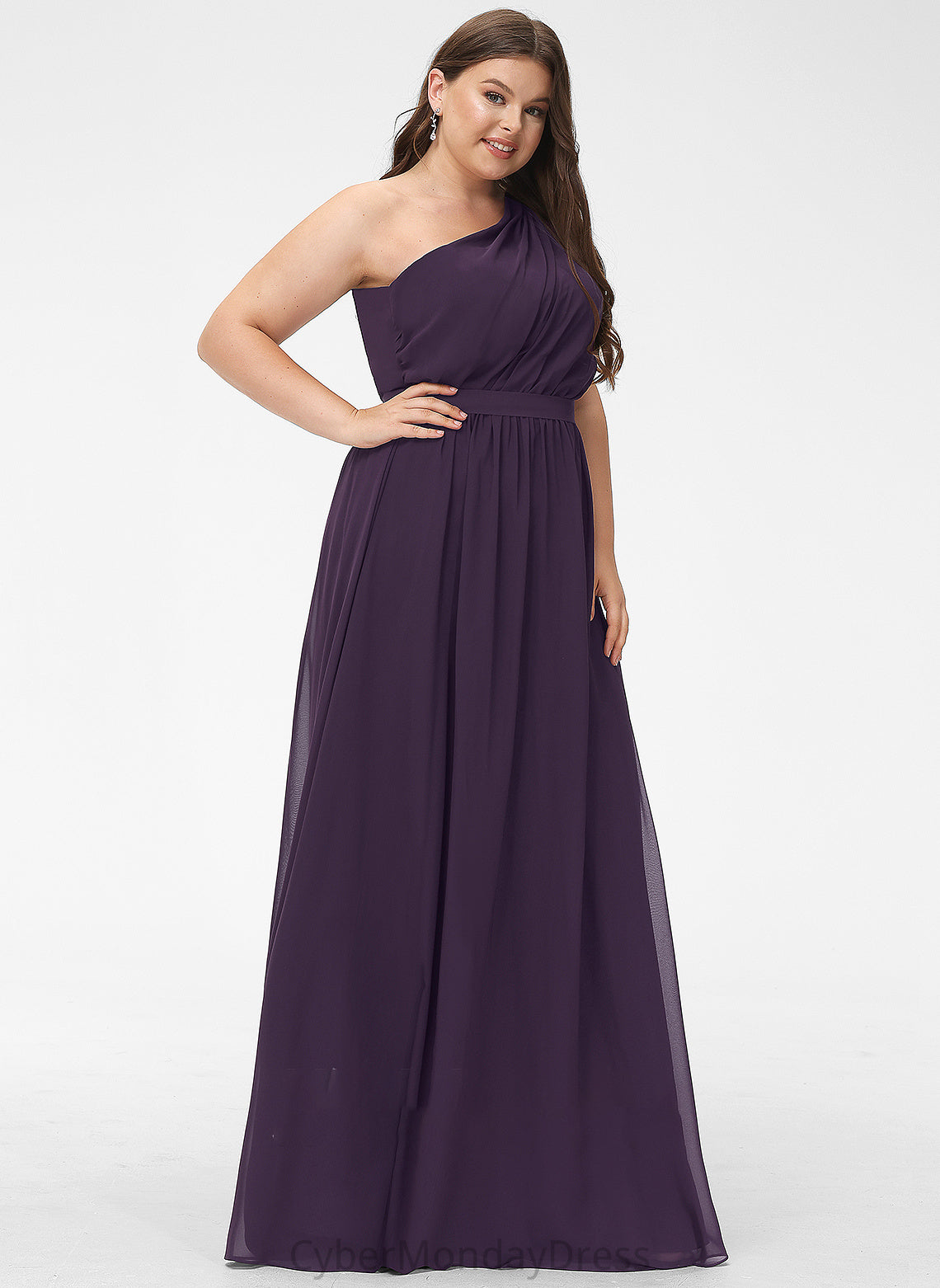 Floor-Length Length Embellishment Neckline Silhouette One-Shoulder Ruffle Fabric A-Line Eleanor Bridesmaid Dresses