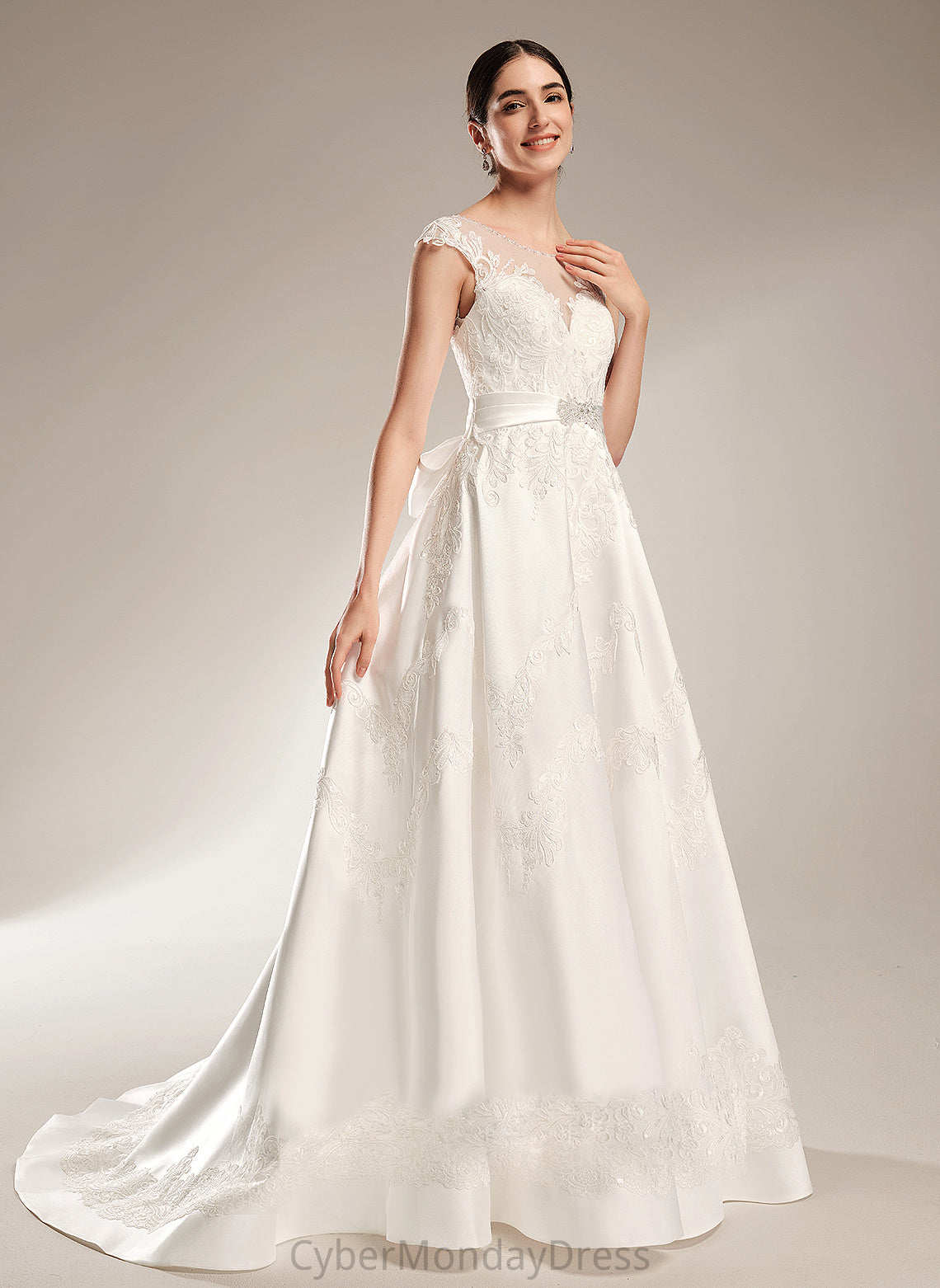 Neck Ball-Gown/Princess Chapel Wedding With Train Scoop Beading Satin Zoe Dress Sequins Wedding Dresses